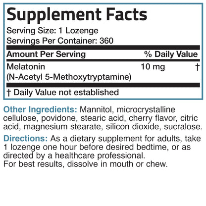 Bronson Melatonin 10mg Fast Dissolve Cherry Flavored Tablets Vegetarian Chewable Lozenges, 360 Count Bronson