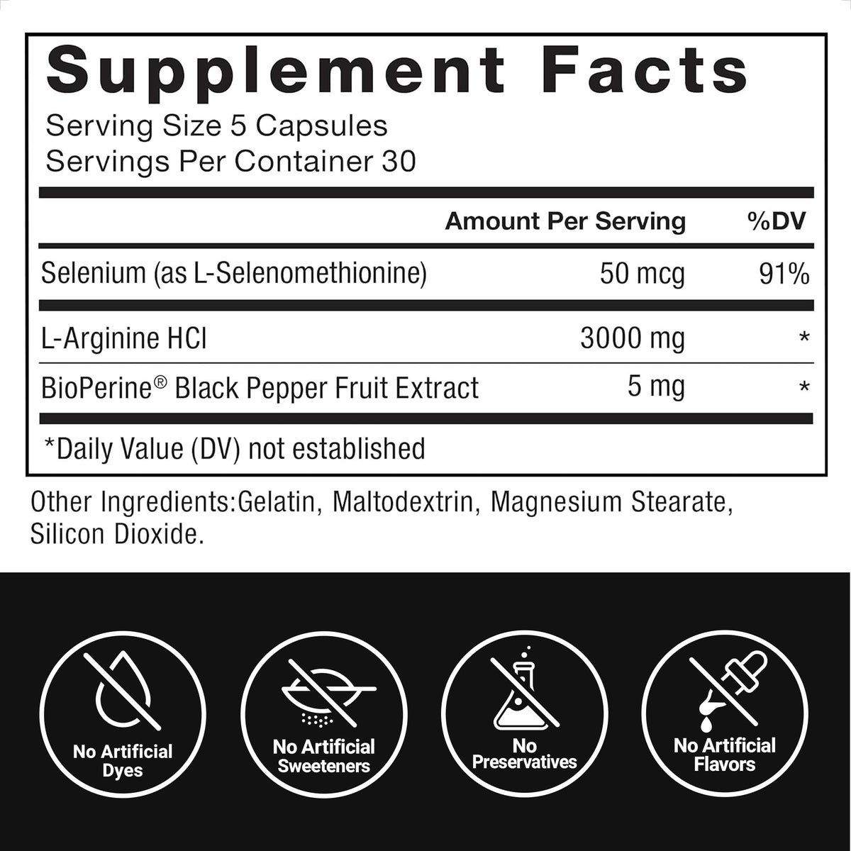 Force Factor L-Arginine Nitric Oxide Supplement with BioPerine to Help Build Muscle and Support Stronger Blood Flow, Circulation, Nutrient Delivery Force Factor