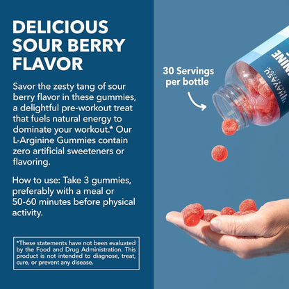 L-Arginine with L-Citrulline and Beet Root Gummies, Sour Berry, 30 Servings | Vegan, Non-GMO Nitric Oxide Supplement for Energy, Endurance, and Recovery Support, Energizing Sour Berry Flavor Gsupps Australia