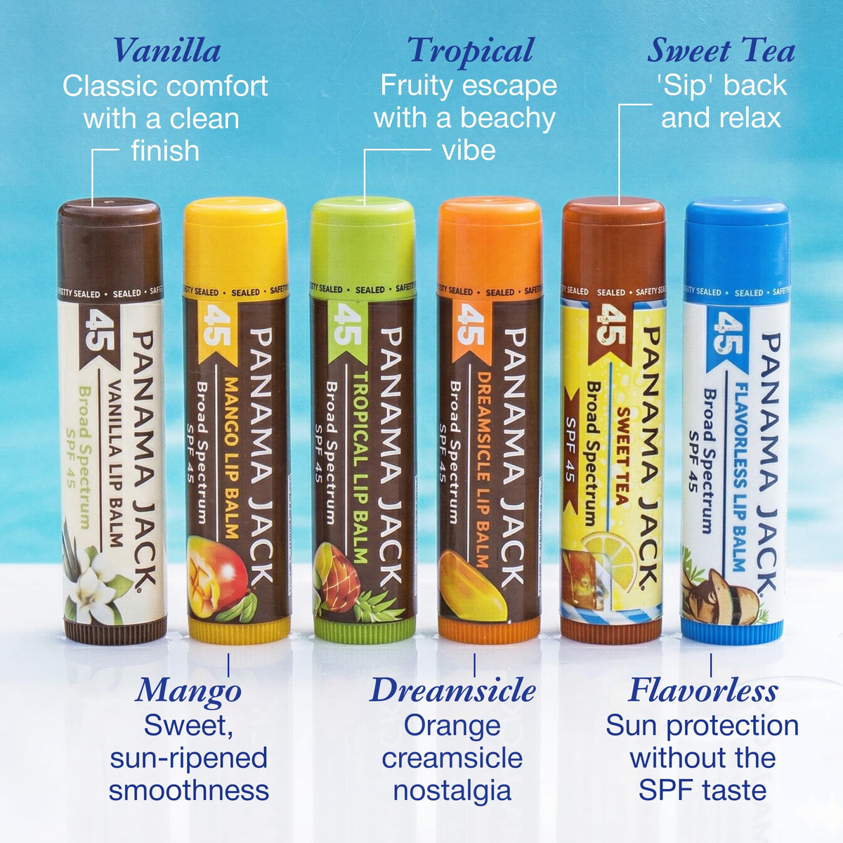 Panama Jack Sunscreen Lip Balm SPF 45 Broad Spectrum, Moisturizing, 4 Pack Panama Jack