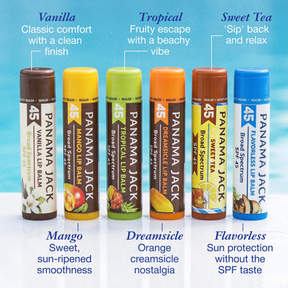 Panama Jack Sunscreen Lip Balm SPF 45 Broad Spectrum, Moisturizing, 4 Pack Panama Jack