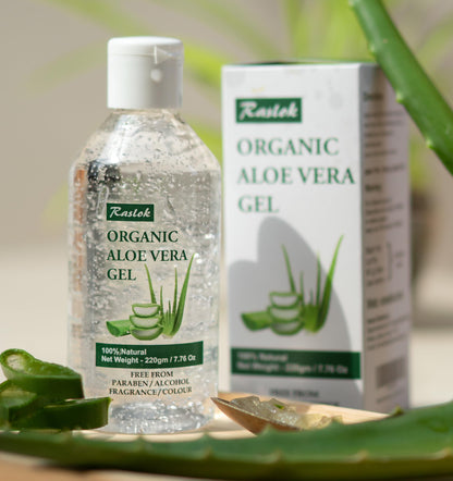 Raslok Aloe Vera Gel | 99% Pure Natural Aloe Gel For Moisturizing Face Skin & Hair Care,Durable Moisturizing Hydrating Soothing, Non-Sticky (7.7 OZ) Raslok
