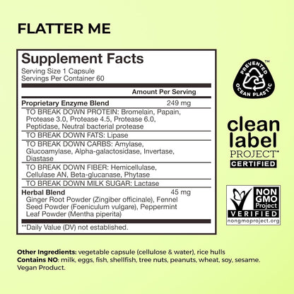 HUM Flatter Me Extra Strength Digestive Enzymes Flatter Me Fiber Supplement