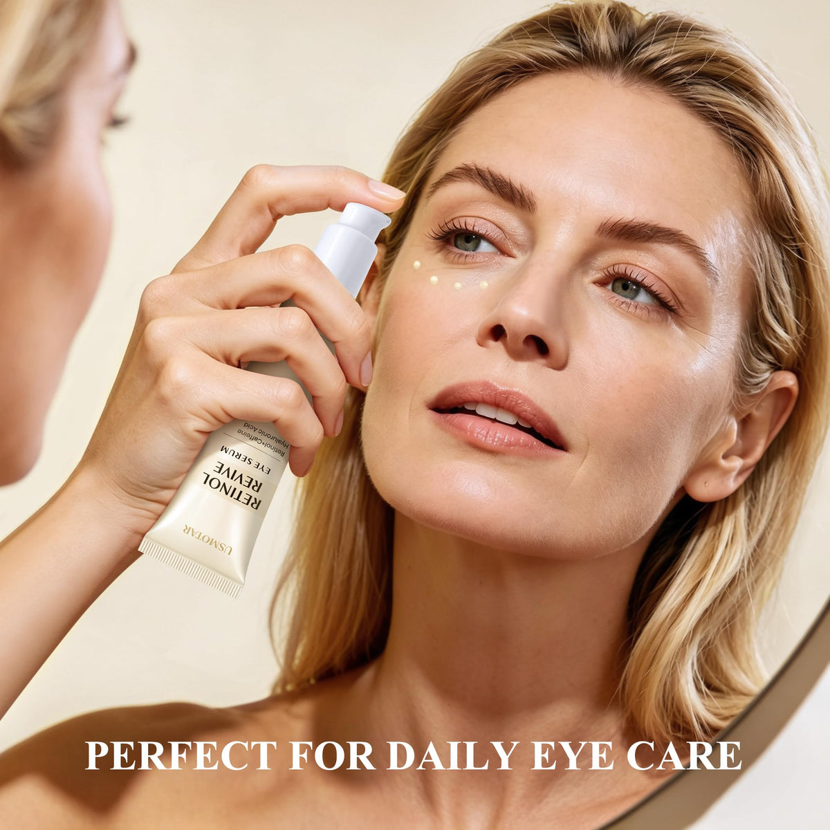 USMOTAR Retinol & Caffeine Eye Serum - Dark Circles Relief & Depuffing Treatment, Hyaluronic Acid + Collagen, Gentle Under Eye Cream for Sensitive Skin, Hydrates & Smooths Fine Lines 40ml, 1.35 fl.oz USMOTAR