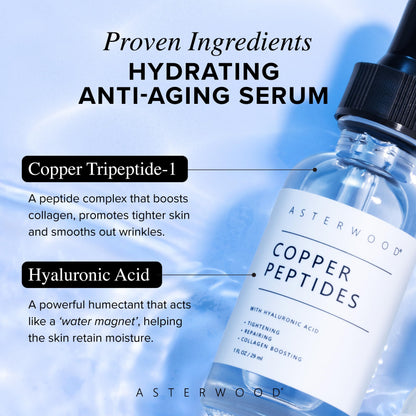 Asterwood Copper Peptides Serum for Face, GHK-Cu Peptide w/Hyaluronic Acid Asterwood