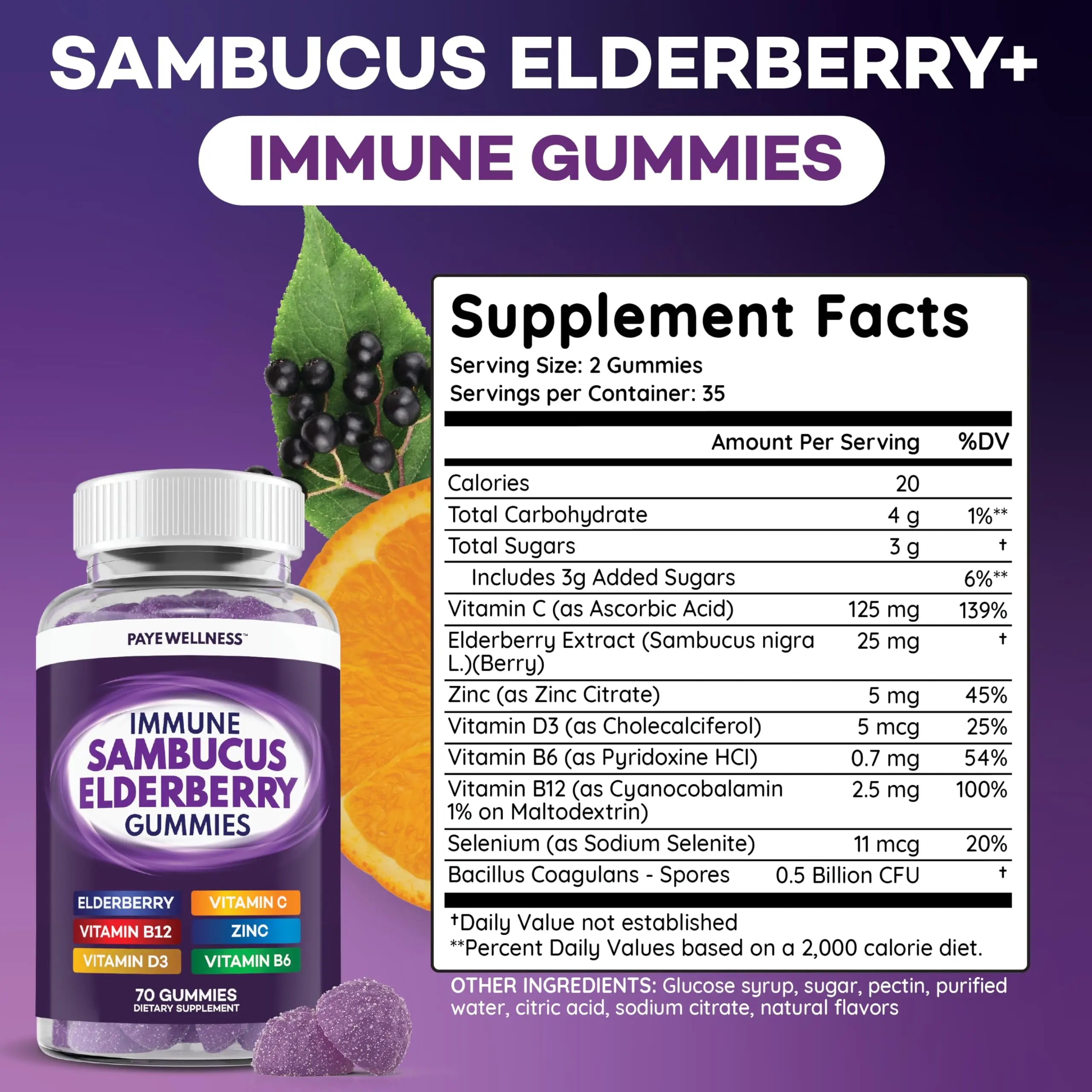 Elderberry Gummies Immune Support, Daily Support for Kids and Adults*, with Sambucus Elderberry, Zinc, Vitamin C, D3, B6, B12, Plus PAYÉ buy australia supplements