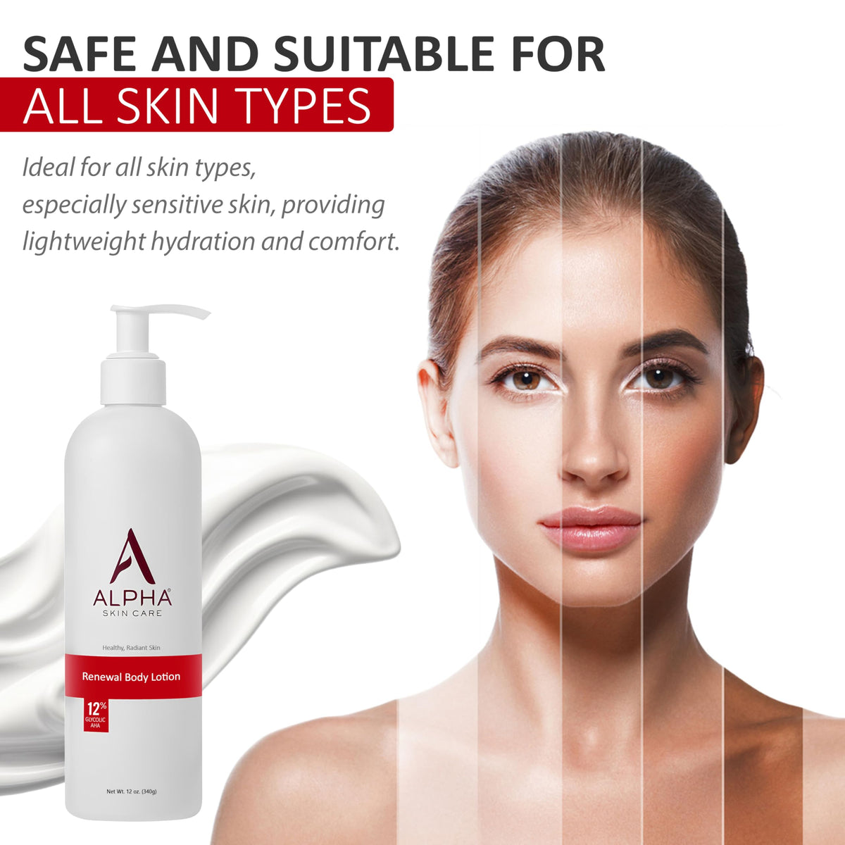 Alpha Skin Care Revitalizing Body Lotion, 12% Glycolic AHA, 12 Oz Alpha