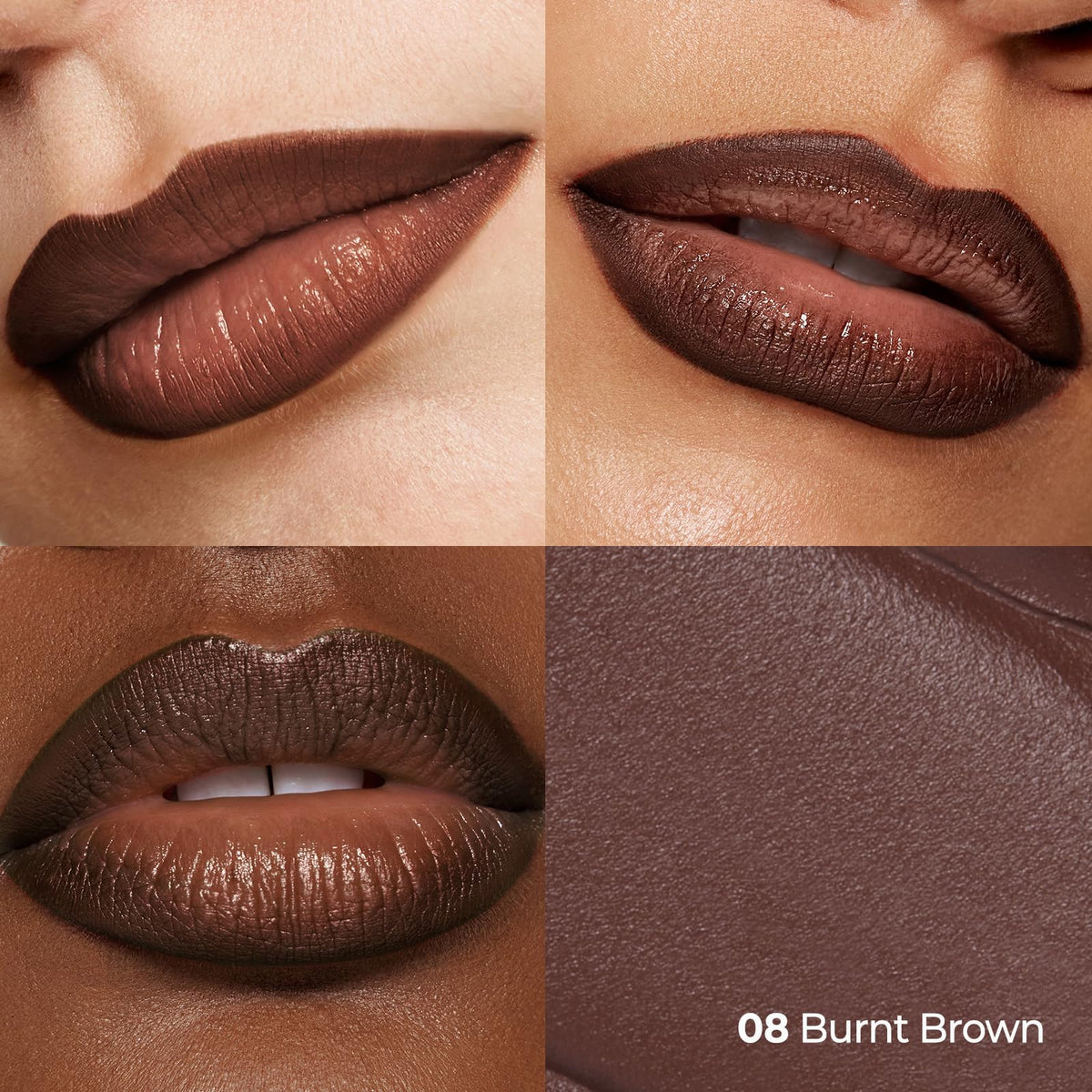 Laka Lip Liner - Smooth & Blendable Soft Matte Lip Contour Pencil for Shaping & Overlining Lips | Waterproof Formula, Oil-Cleanse Off, Long-Lasting Wear | #08 Burnt Brown (Deep Cocoa Brown) Laka
