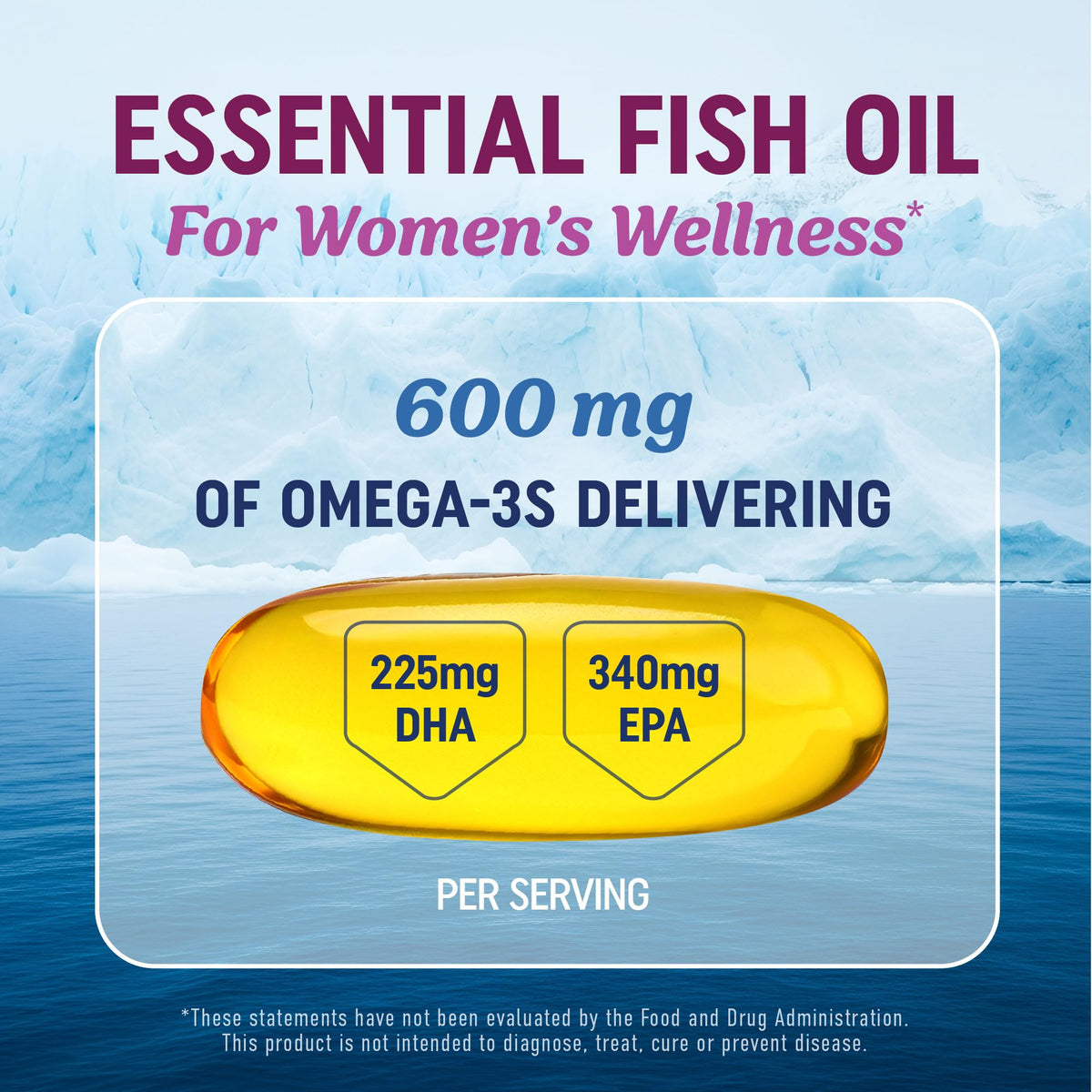 Fish Oil Omega 3 Supplements for Women | DHA + EPA | Heart Health, Hormone Balance, Skin & Wellness Support | 600MG Omega3 + 800MG Evening Primrose Oil MAV NUTRITION