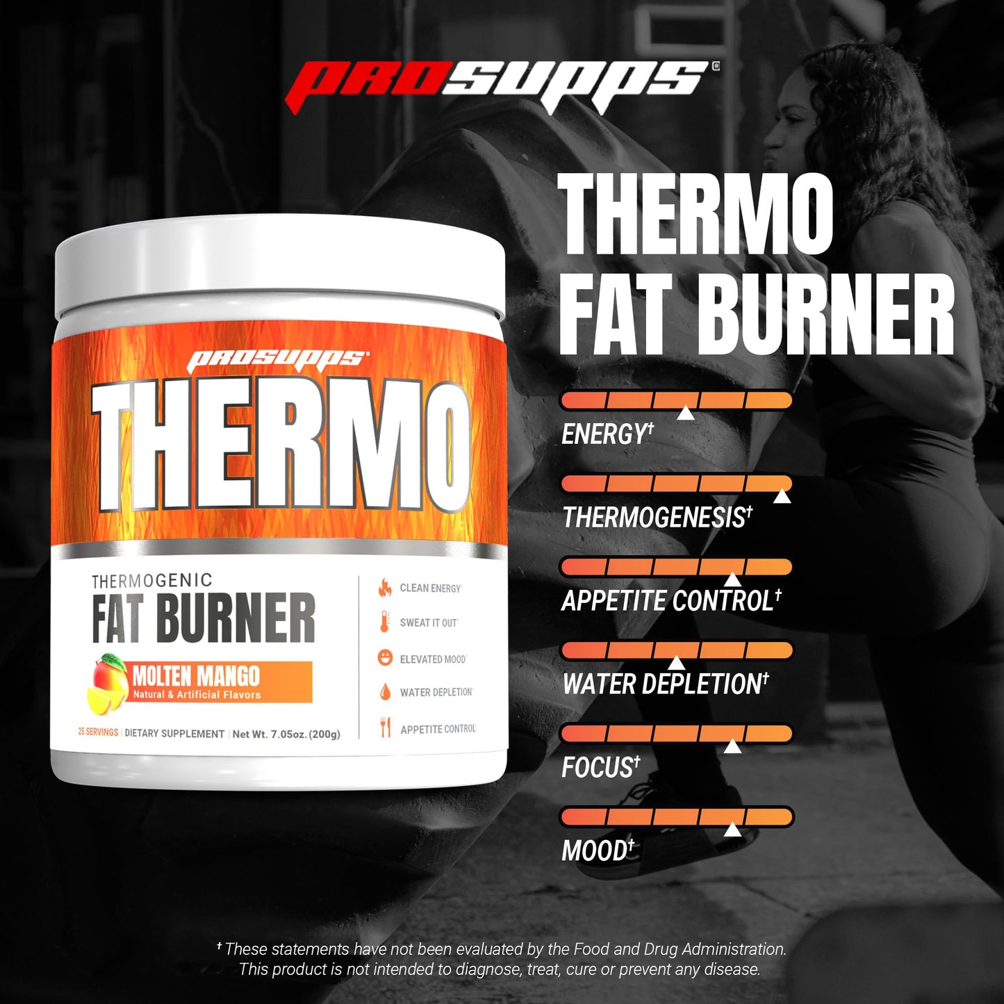 ProSupps Thermogenic Fat Burner Powder, Molten Mango - Weight Loss & Metabolism Booster Pre Workout Supplement for Women & Men - Supports Appetite Control & Boosts Energy - Gluten-Free - 25 Servings