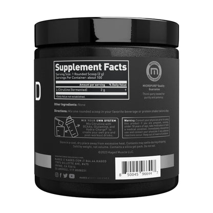Kaged L-Citrulline Powder | Unflavored | Enhanced Pumps | Improve Muscle Vascularity | Nitric Oxide Booster | Supplements for Men & Women | 100 Servings Kaged