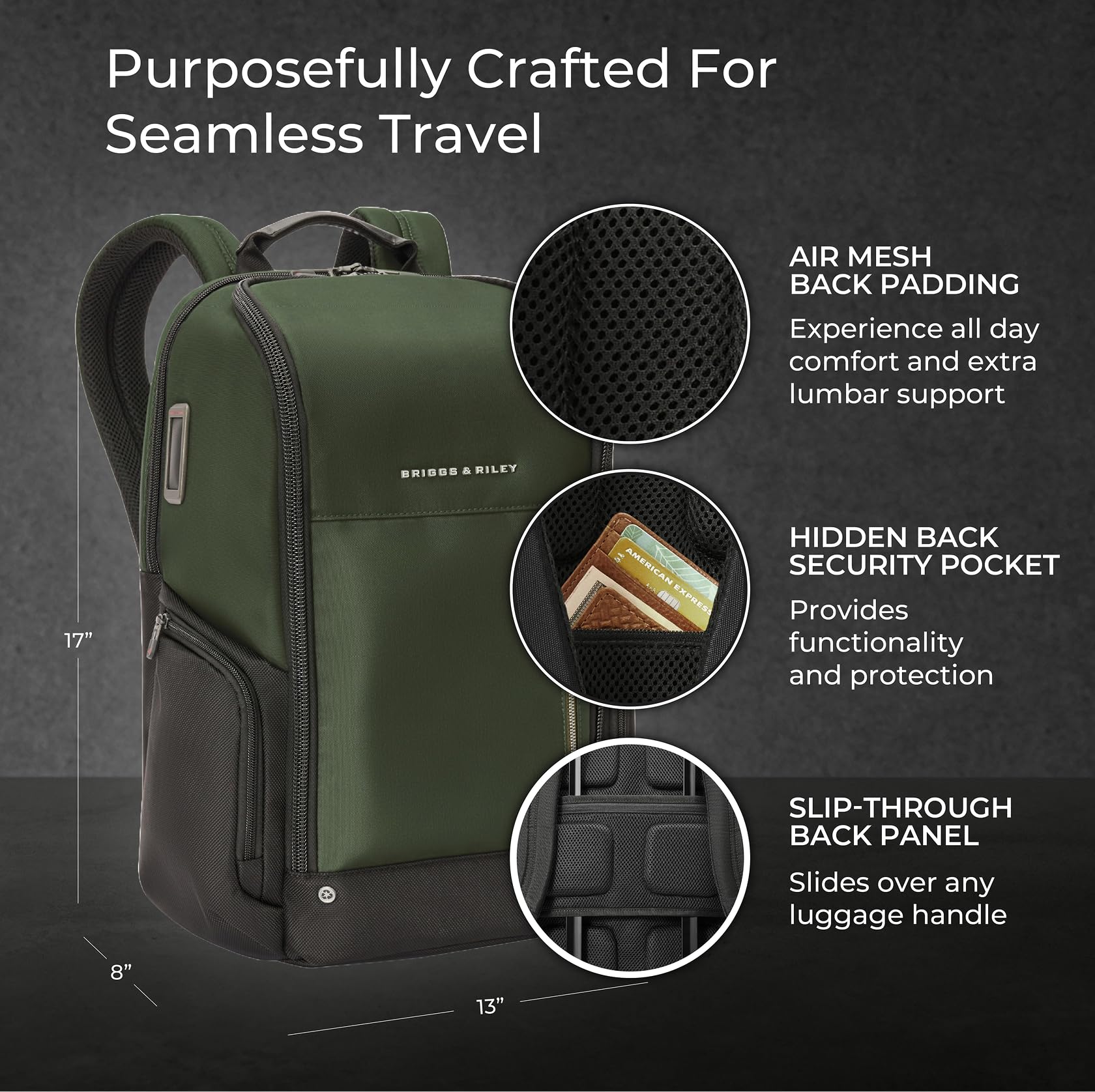 Briggs & Riley Medium Expandable Briefcase - Laptop Bag for Work & Travel, Briefs for Men & Women, Includes Shoulder Strap, Self-Repairing Zippers, Fits up to 15" Computer - HTA Collection, Black Gsupps Australia