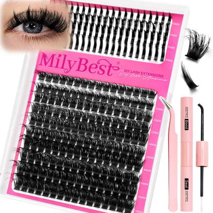 MilyBest Lash Clusters Kit 100D with Spikes, 13-19mm Manga Lashes MilyBest