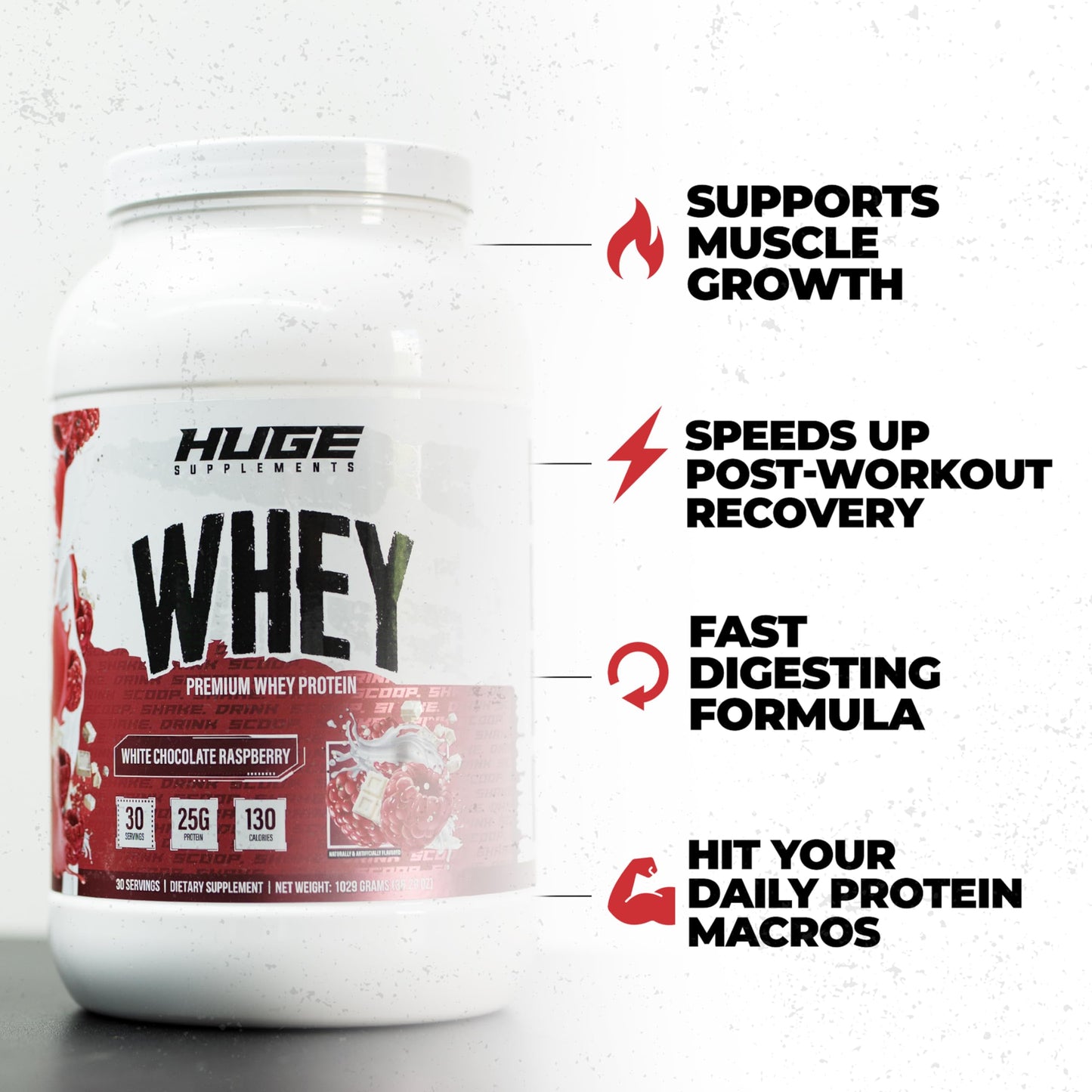 Huge Whey, Protein Powder for Muscle Gain, 25g Protein, 12g EAAs, Supports Muscle Growth, Performance & Recovery (Chocolate Brownie, 30 Servings)