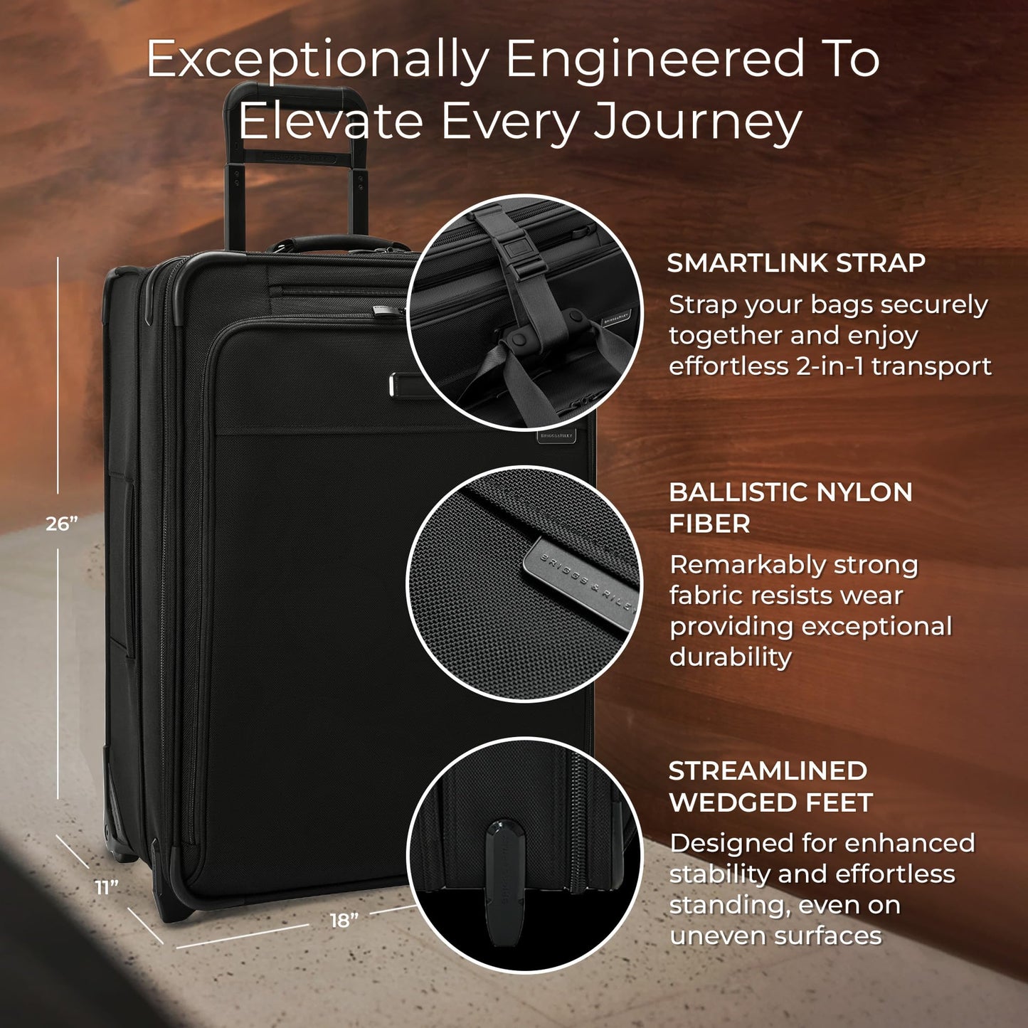 Briggs & Riley Essential 22" 2-Wheel Expandable Carry On - Luggage for Travel, Suitcases with Wheels, Softside Rolling Bag for Men & Women, Self-Repairing Zipper - Baseline Collection, Black Gsupps Australia