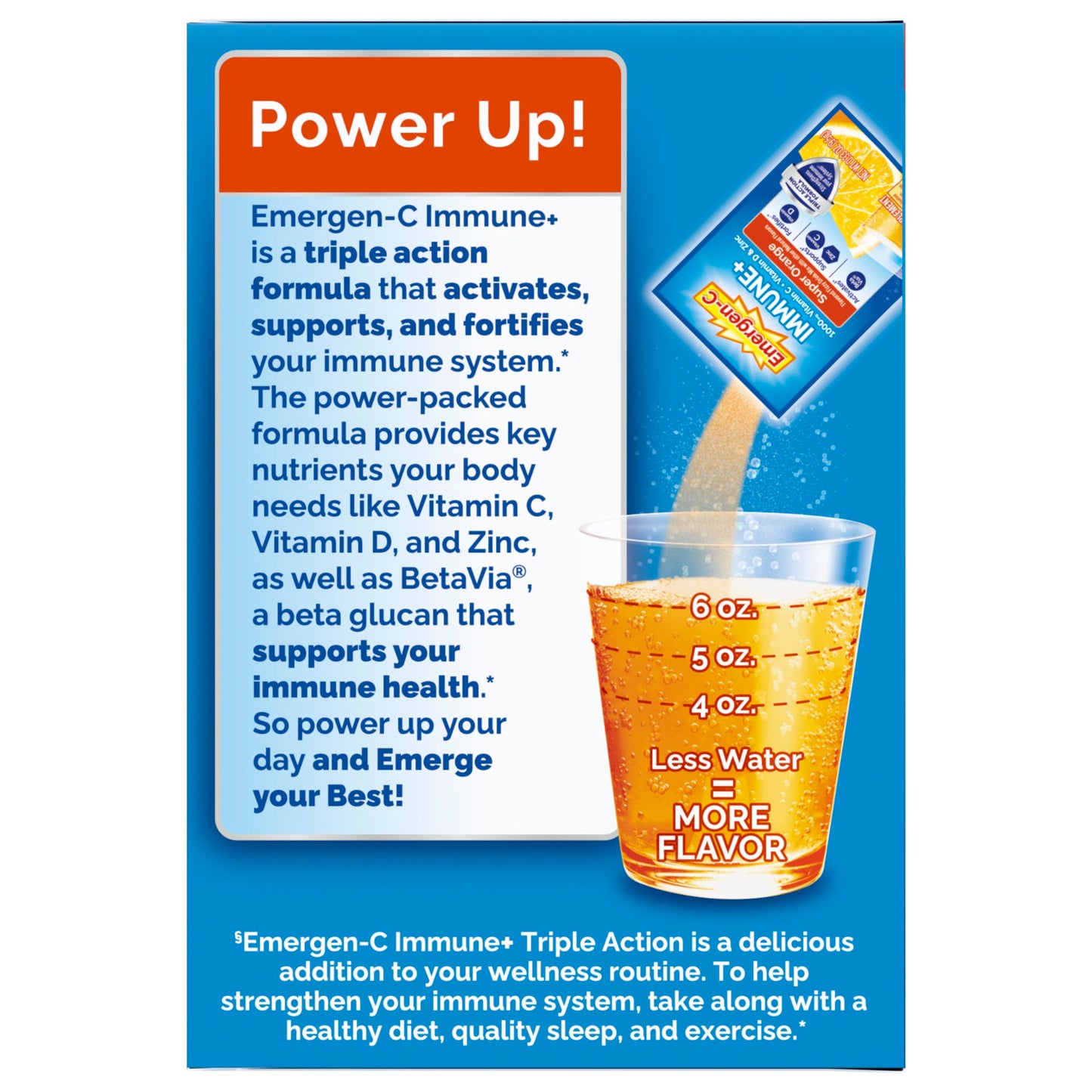 Emergen-C Immune+ Triple Action Immune Support Powder, BetaVia (R), 1000mg Vitamin C, B Vitamins, Vitamin D and Antioxidants Emergen-C