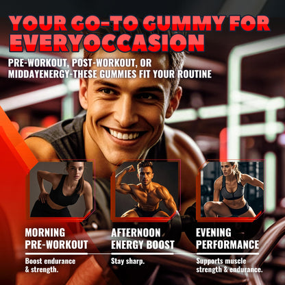 GlucoBio Creatine Monohydrate Gummies (5g) – Pre-Workout Energy & Muscle Growth Support for Men & Women GlucoBio