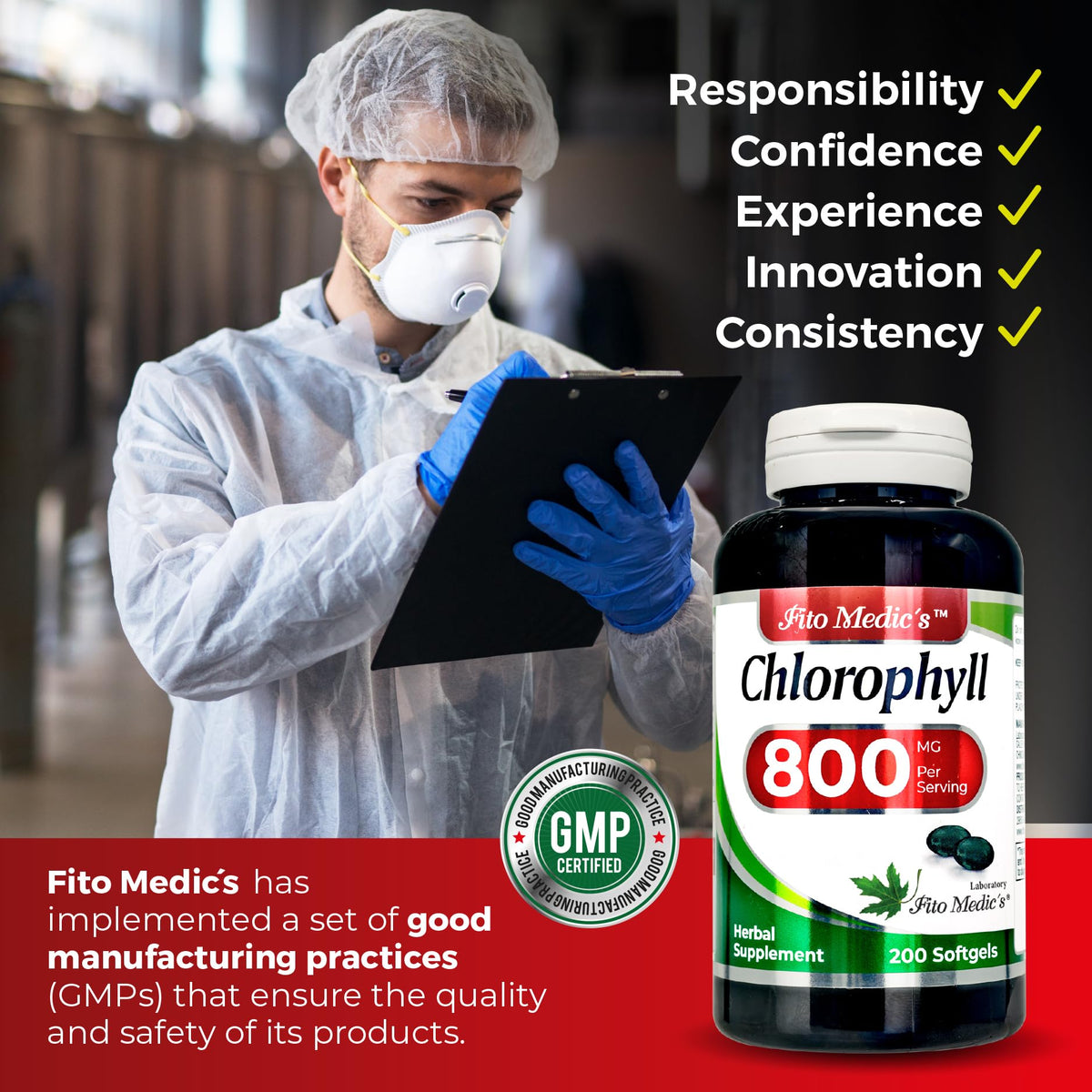 FITO MEDIC'S Lab Chlorophyll Supplement, 200 Softgels, Chlorophyll Capsules FITO MEDIC'S