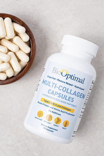 BioOptimal Multi-Collagen Supplement Capsules, Types I, II, III, V, & X Collagen, 90 Capsules BioOptimal