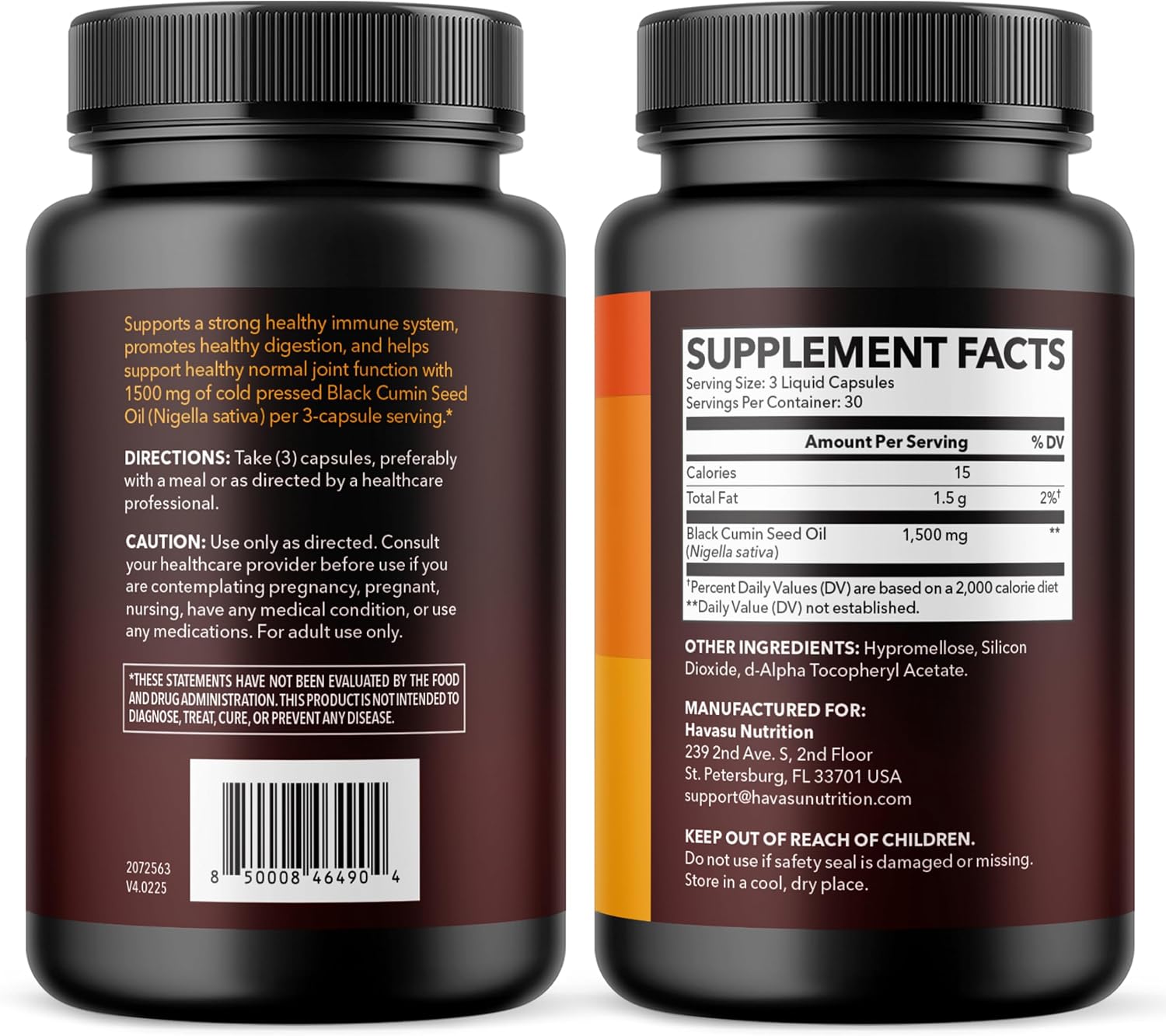 Black Seed Oil Capsules, Vegan, Non-GMO, Cold-Pressed Nigella Sativa, 90ct | 1500mg Per Serving Black Cumin Supplement for Skin Health, Immune Function, and Digestive Health, Unflavored, 30 Servings Gsupps Australia