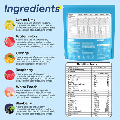 VitalHarvest 36 Sticks Electrolytes Powder Packets 6 Flavors Sugar Free Hydration Packets Electrolyte Liquid Daily IV Drink Mix with Lemon Lime, Watermelon, Orange VitalHarvest