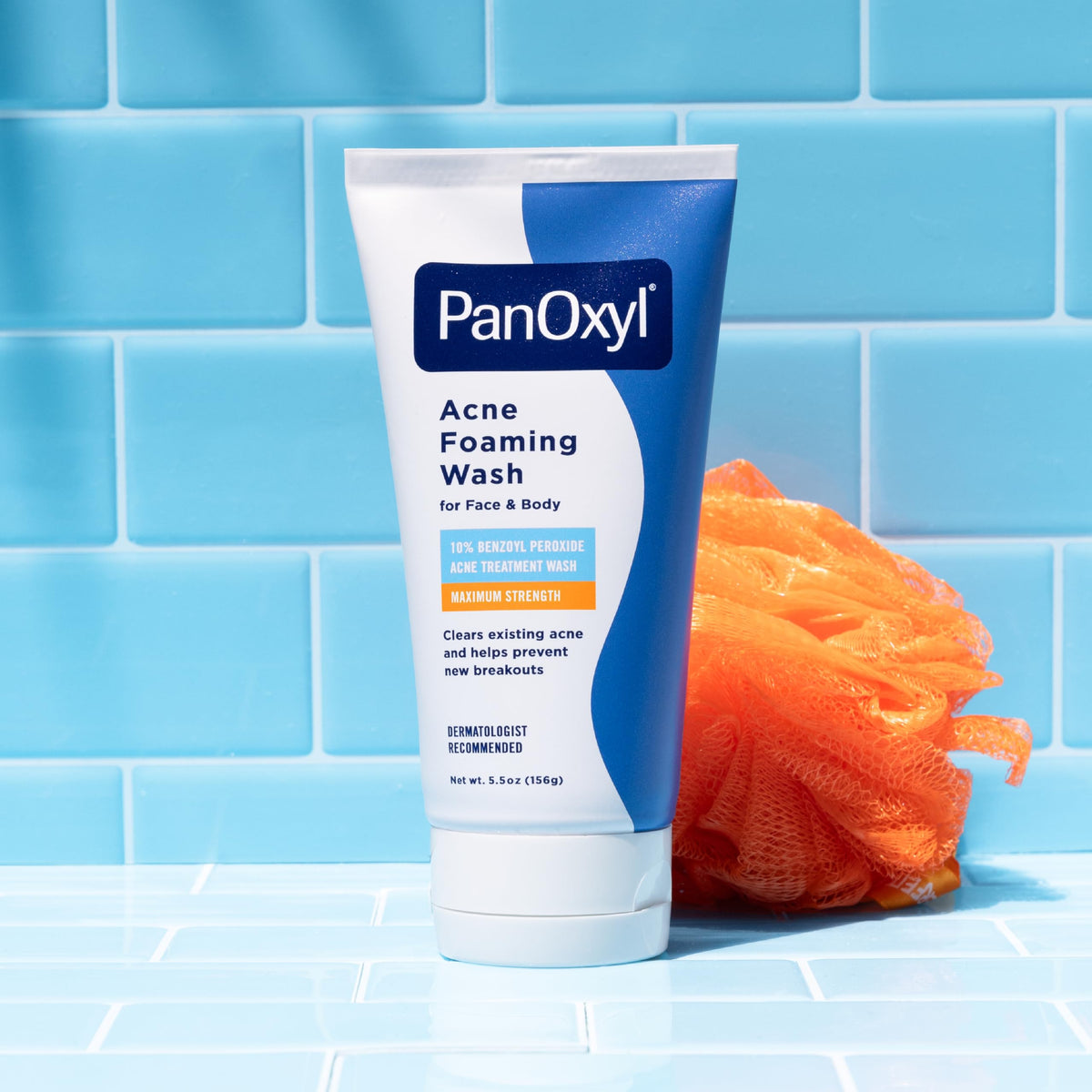 PanOxyl 10% Benzoyl Peroxide Acne Foaming Wash, Maximum Strength, Daily Acne-Fighting Face and Body Cleanser, Face Wash to Clear, Treat and Prevent Acne Pimples and Stubborn Breakouts, 5.5 Oz Tube PanOxyl