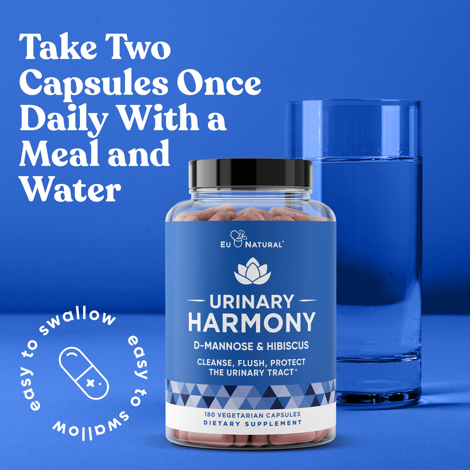 Eu Natural Urinary Harmony D-Mannose Supplement - Urinary Tract Health for Women - Fast-Acting Urinary Cleanse & Flush with Clinical-Strength D-Mannose & Hibiscus - 180 Capsules Eu Natural buy australia supplements