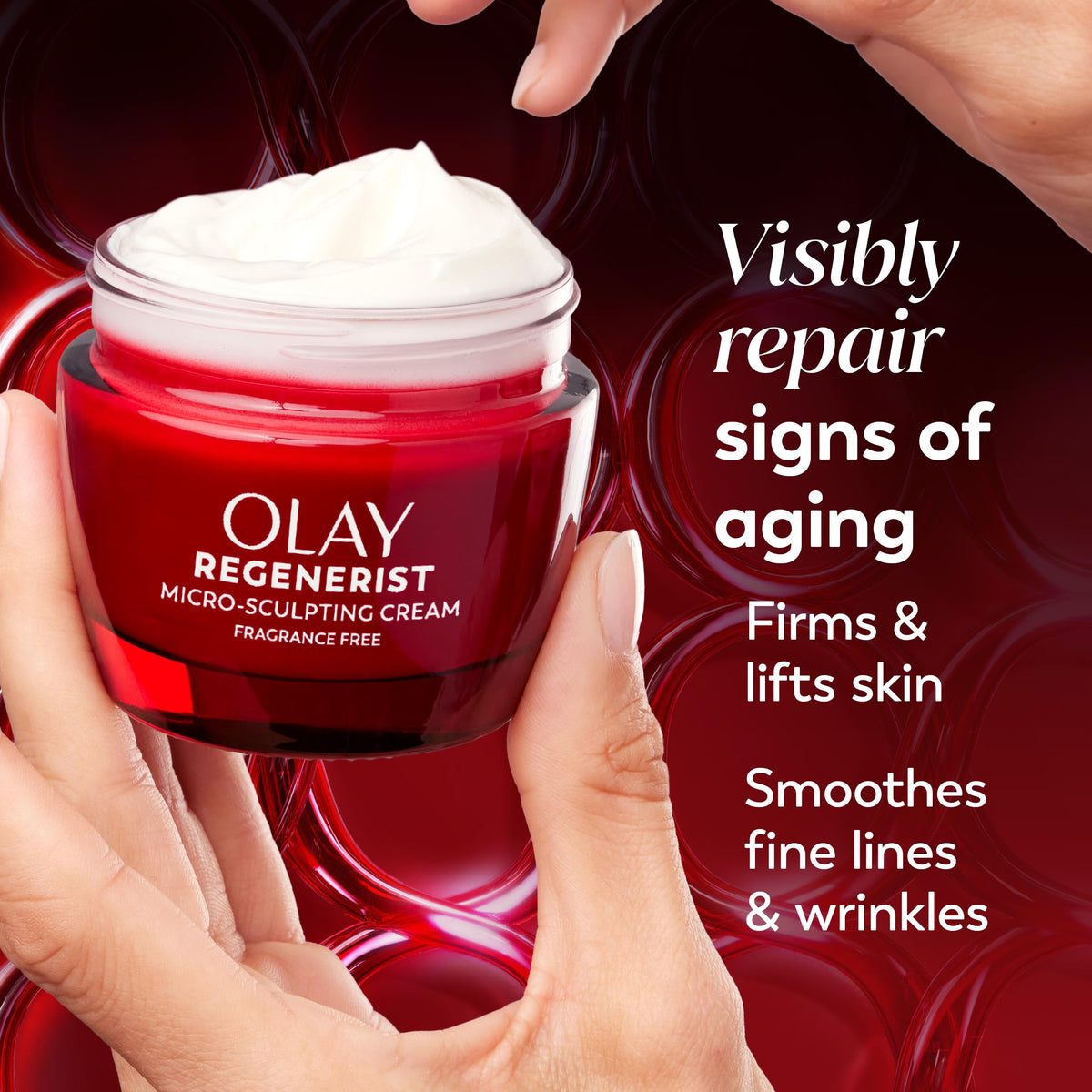 Olay Face Moisturizer, Regenerist Micro-Sculpting Cream for Women, Fragrance-Free - Anti-Aging, Anti-Wrinkle, Firming Skin Care - Triple Collagen Cream, Peptide, Hyaluronic Acid, Niacinamide, 2.6oz Olay
