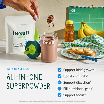 Beam Kids Multivitamin Powder – Kids Vitamins with Greens, Probiotic & Prebiotic, Immune Support for Children & Toddlers, No Artificial Sweeteners, For Picky Eaters, Beam