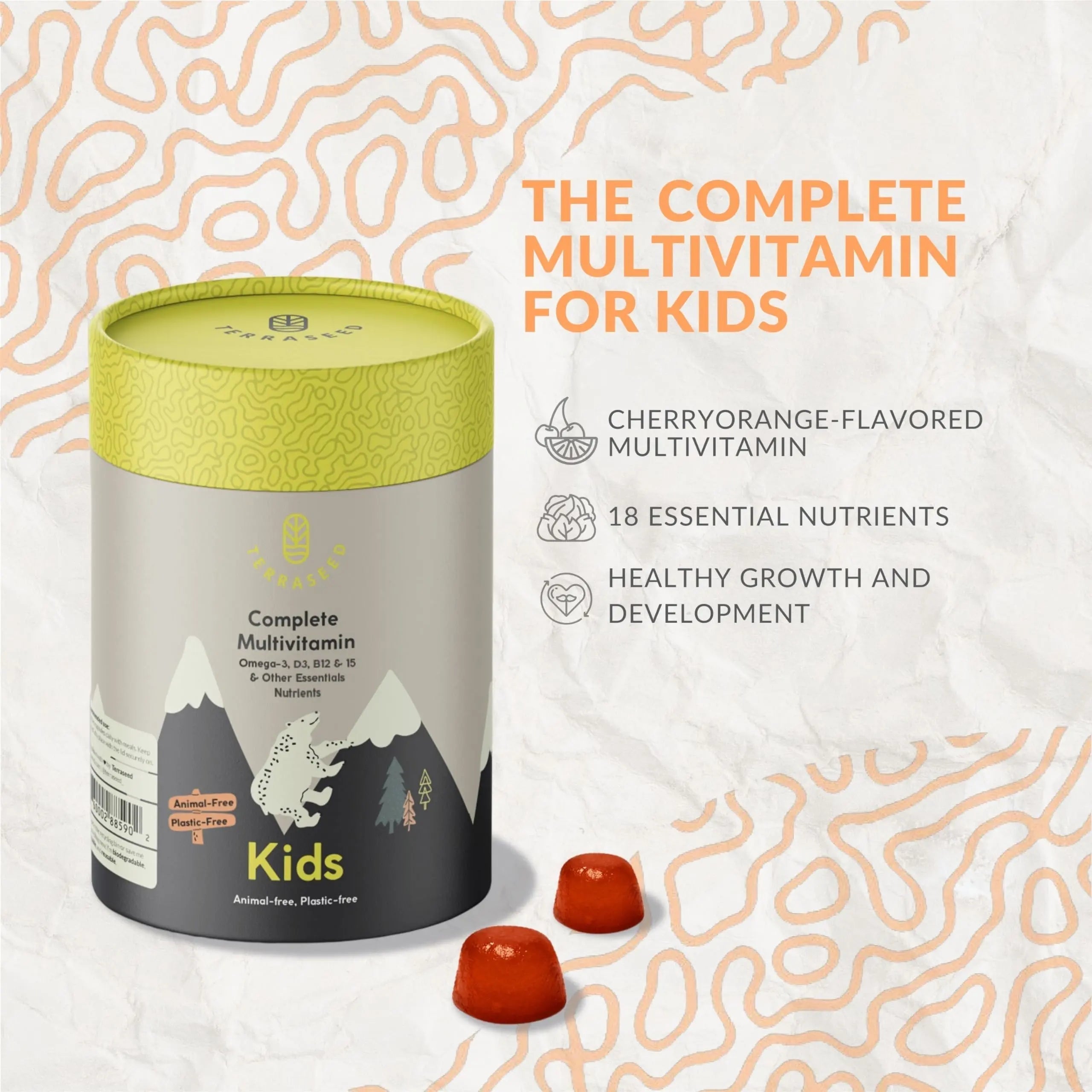 Terraseed Complete Kids Multivitamin Gummies - with Omega 3,6,9, Vitamin B12, Folic Acid, Iodine, Vitamin C, Zinc - Kids Daily Essential Vitamins Terraseed buy australia supplements
