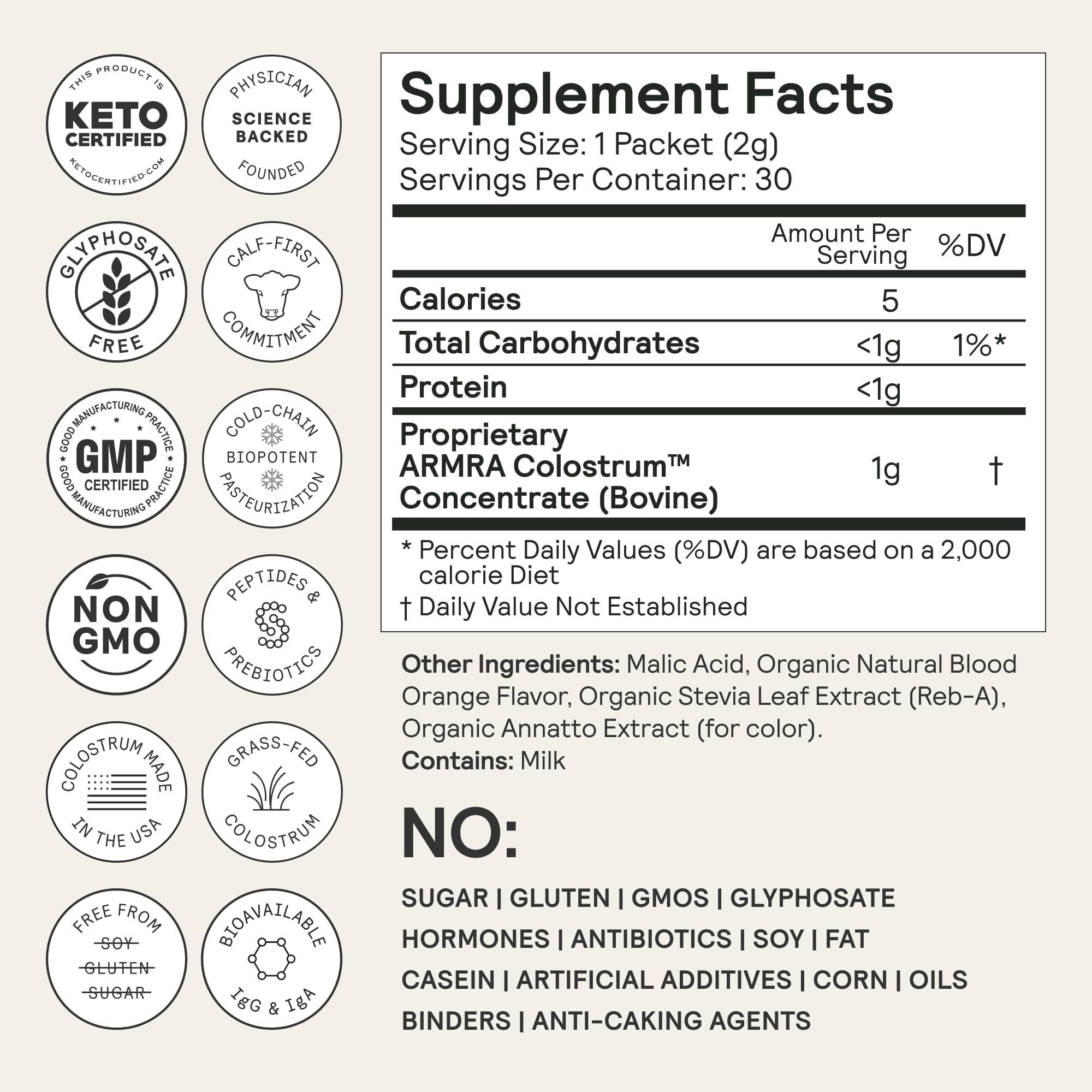 ARMRA Colostrum™ Powder | Blood Orange | Gut Health & Bloating | Skin & Hair | Immunity | Keto, Gluten & Fat-Free | 30 Servings ARMRA buy australia supplements