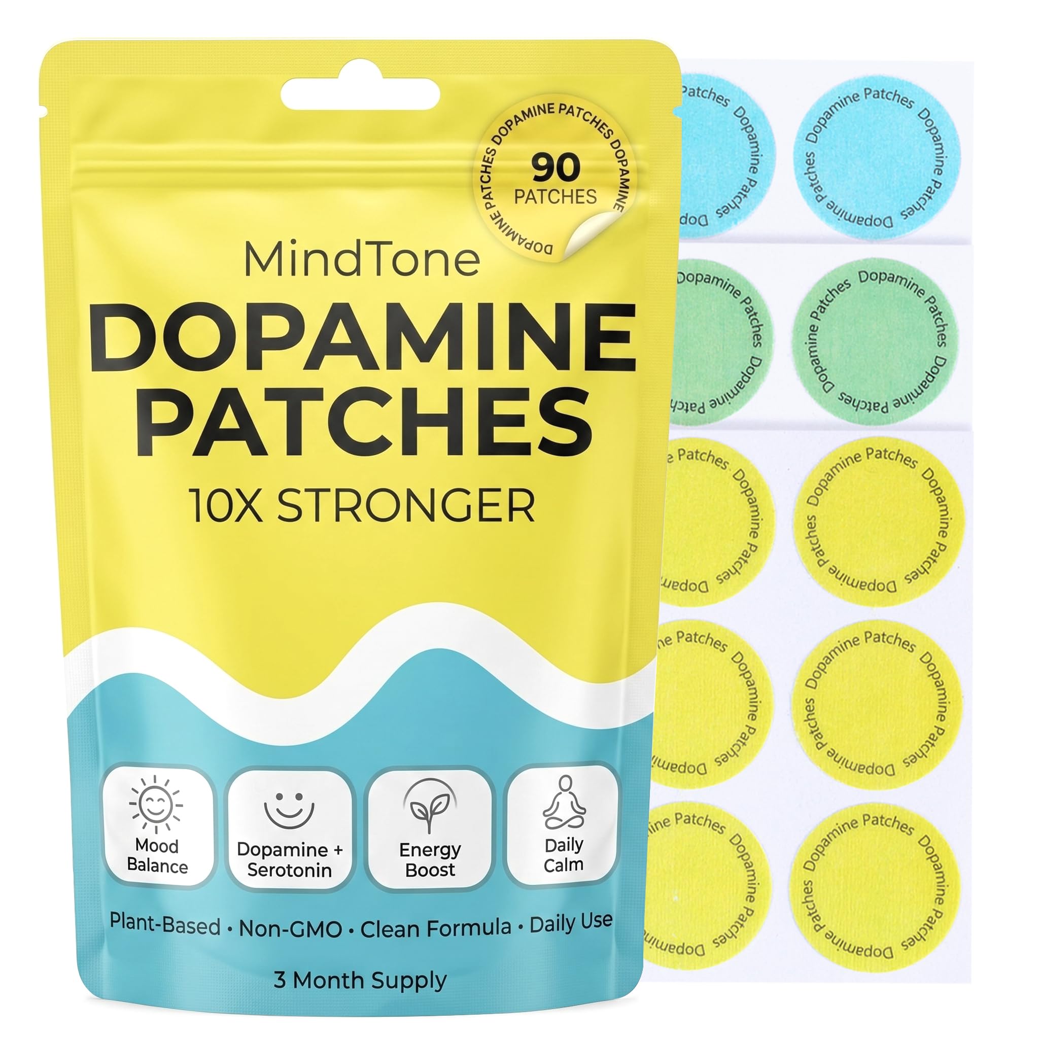 MindTone Dopamine Patches Extra Strength – 90 Count Plant-Based Non-GMO Mood Support & Energy Patch – Dopamine & Serotonin Balance – Mood Balance Patch for Women & Men – 3 Month Supply MindTone buy australia supplements