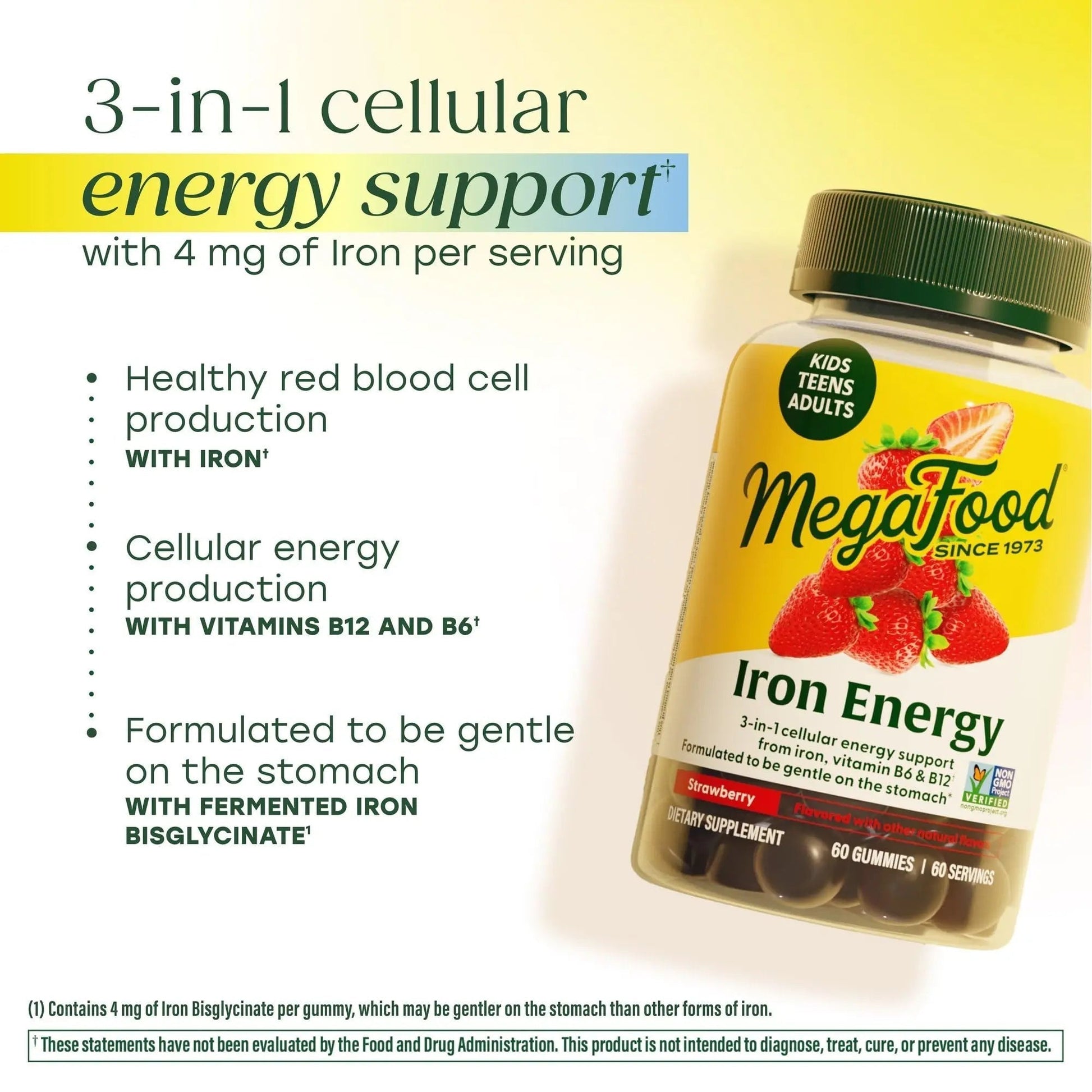 Megafood Iron Energy Gummies, Iron Supplement for Women, Men, Teens & Kids with Vitamin B12 & B6, Vitamins MegaFood buy australia supplements