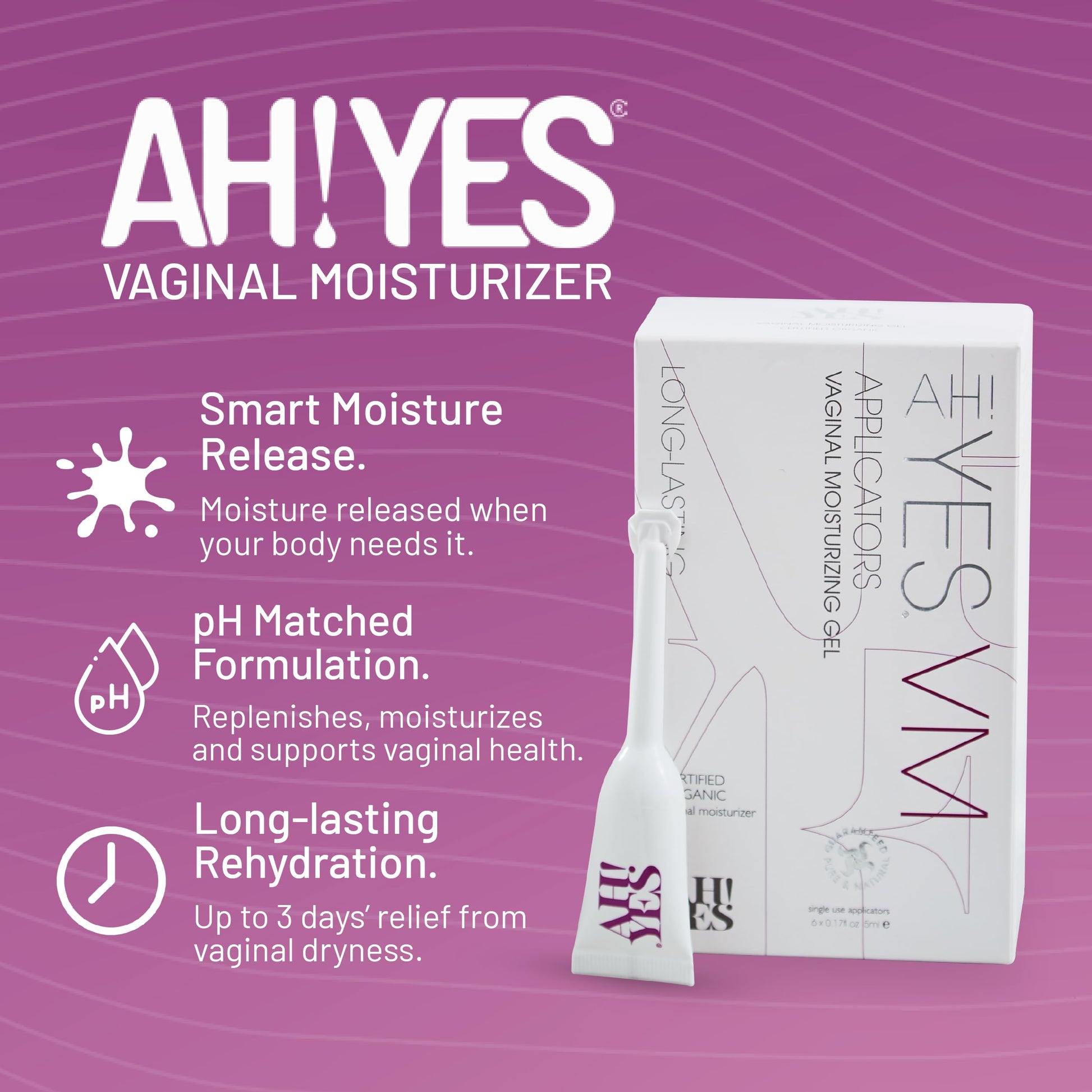 AH! YES® Long Lasting Vaginal Moisturizer for Vaginal Dryness, Water Based & Estrogen-Free, 6 Pre-Filled Applicators AH! YES buy australia supplements