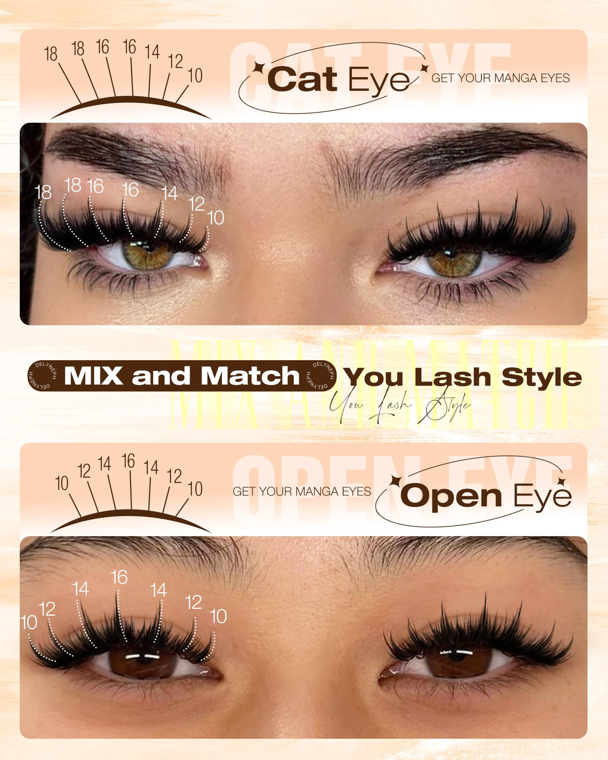 Manga Lash Clusters with Spikes Anime Eyelash Clusters Spiky Wet Delyneph