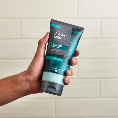 DOVE MEN + CARE Body and Face Scrub Eucalyptus Deeply Exfoliates for Hydrated & Nourished Skin 100% Gentle Cleanser, No Sulfate Cleansers or Parabens 9 oz DOVE MEN + CARE