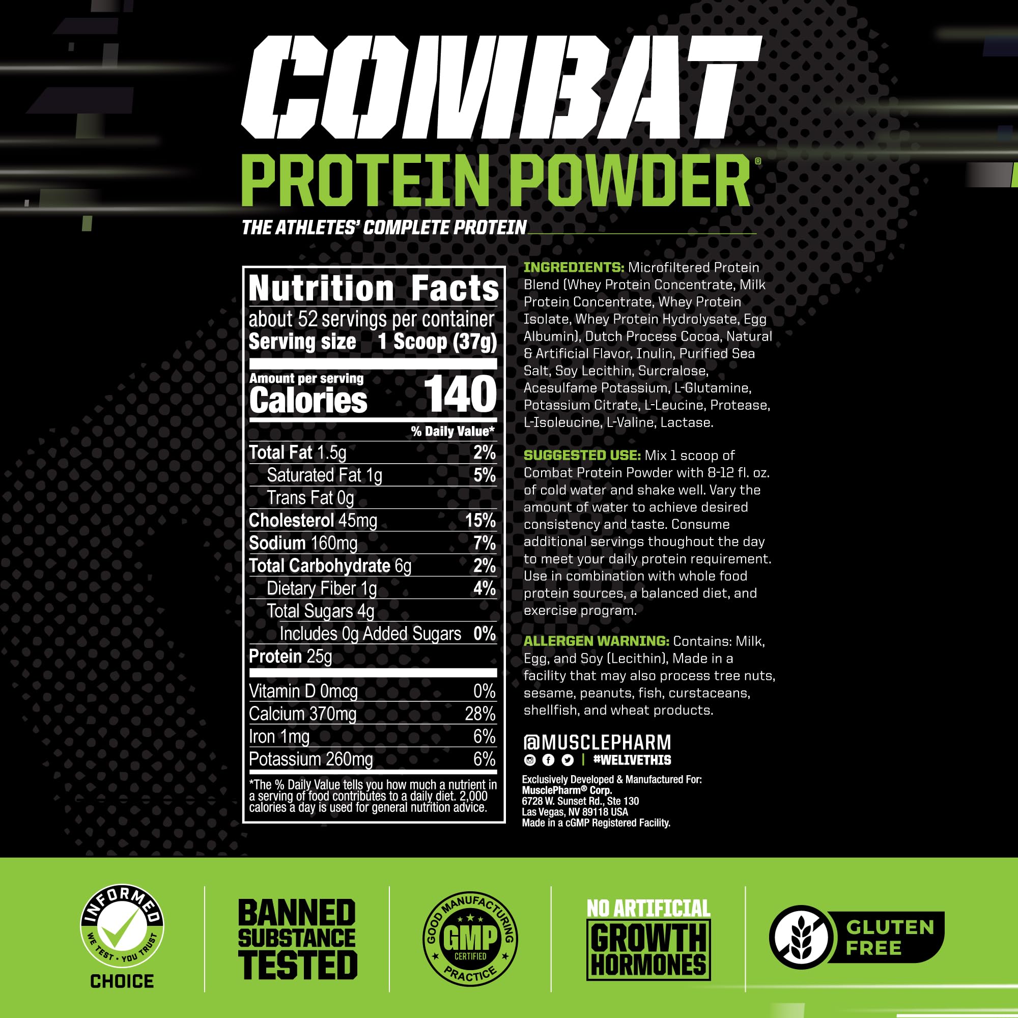 MusclePharm Combat Protein Powder, Chocolate Milk Flavor, Fuels Muscles for Productive Workouts, 5 Protein Sources including Whey Protein Isolate & Egg Albumin, Gluten Free, 4.2 lb, 52 Servings Muscle Pharm buy australia supplements