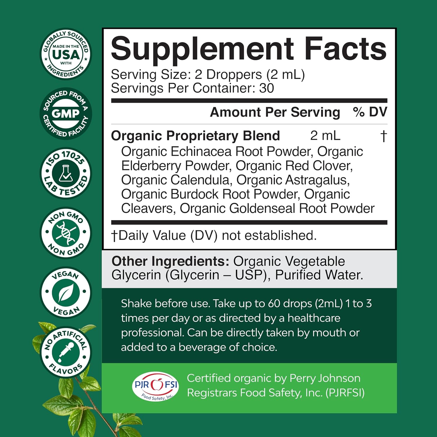 Organic Lymphatic Drainage Drops - Organic Cleavers & Echinacea - 2 Fl Oz | Herbal Lymphatic Complex - Immune Support Supplement with Organic Elderberry & Red Clover - Vegan, Non GMO - 30 Servings Gsupps Australia