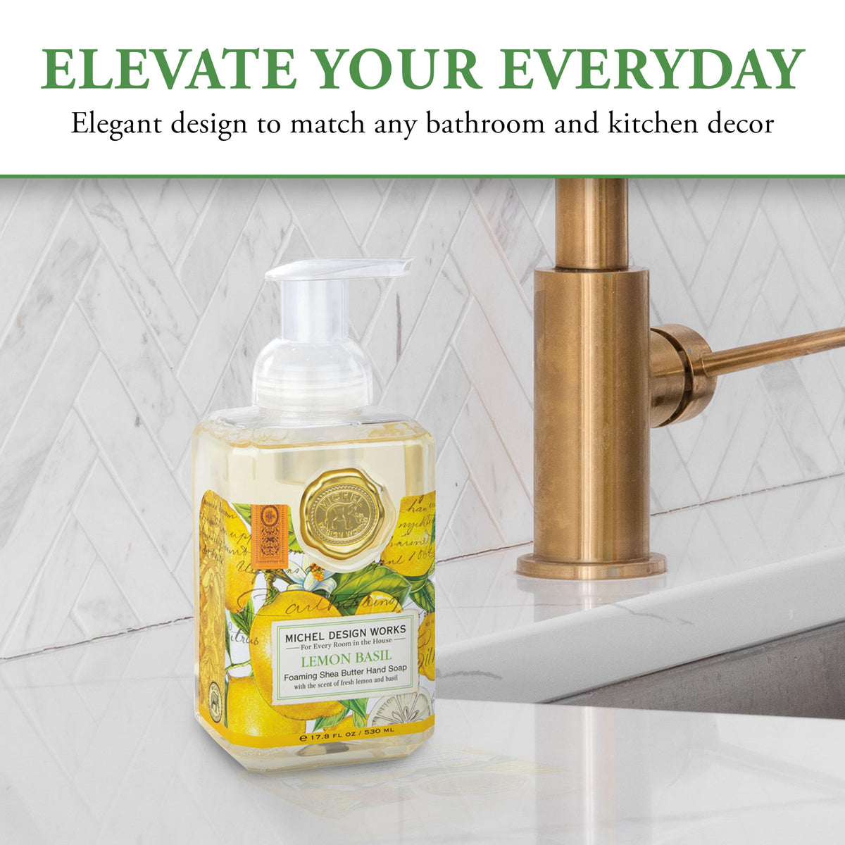 Michel Design Works Foaming Hand Soap, Lemon Basil, 1-Pack, 17.8 Fl oz Each Michel Design Works