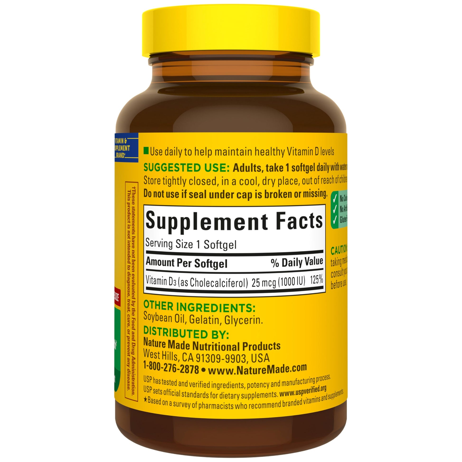 Nature Made Vitamin D3 1000 IU (25 mcg), 300 Vitamin D Softgels | Vitamin D Supplement for Immune, Bone, Teeth and Muscle Health Support, 300 Day Supply Gsupps Australia