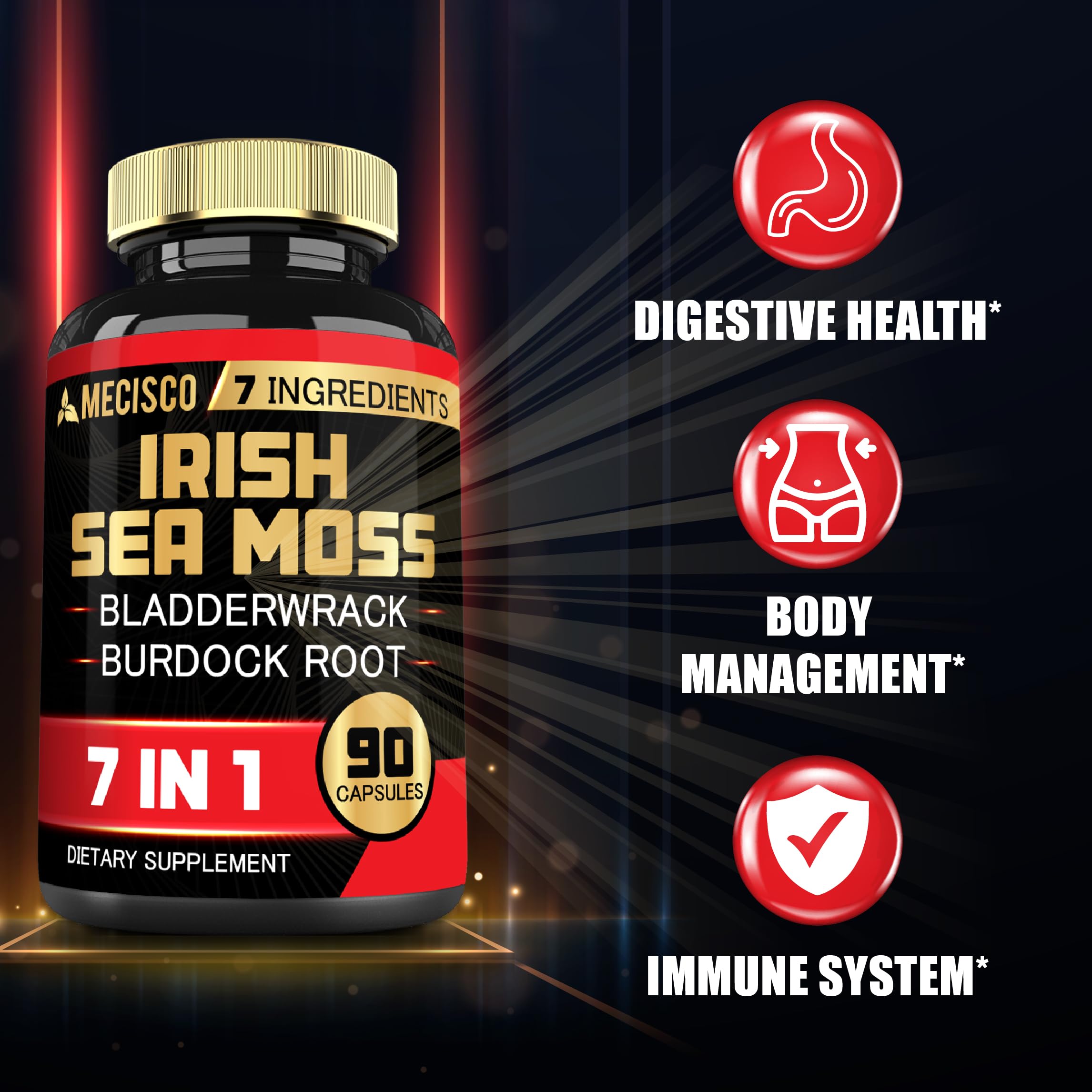 7in1 Irish Sea Moss Capsules 6750 Mg with Organic Bladderwrack & Burdock Root, Turmeric, Apple Cider Vinegar - Raw Seamos Pills for Hair, Skin, Thyroid Healths - 90 Caps for 3-Month Supply Mecisco buy australia supplements