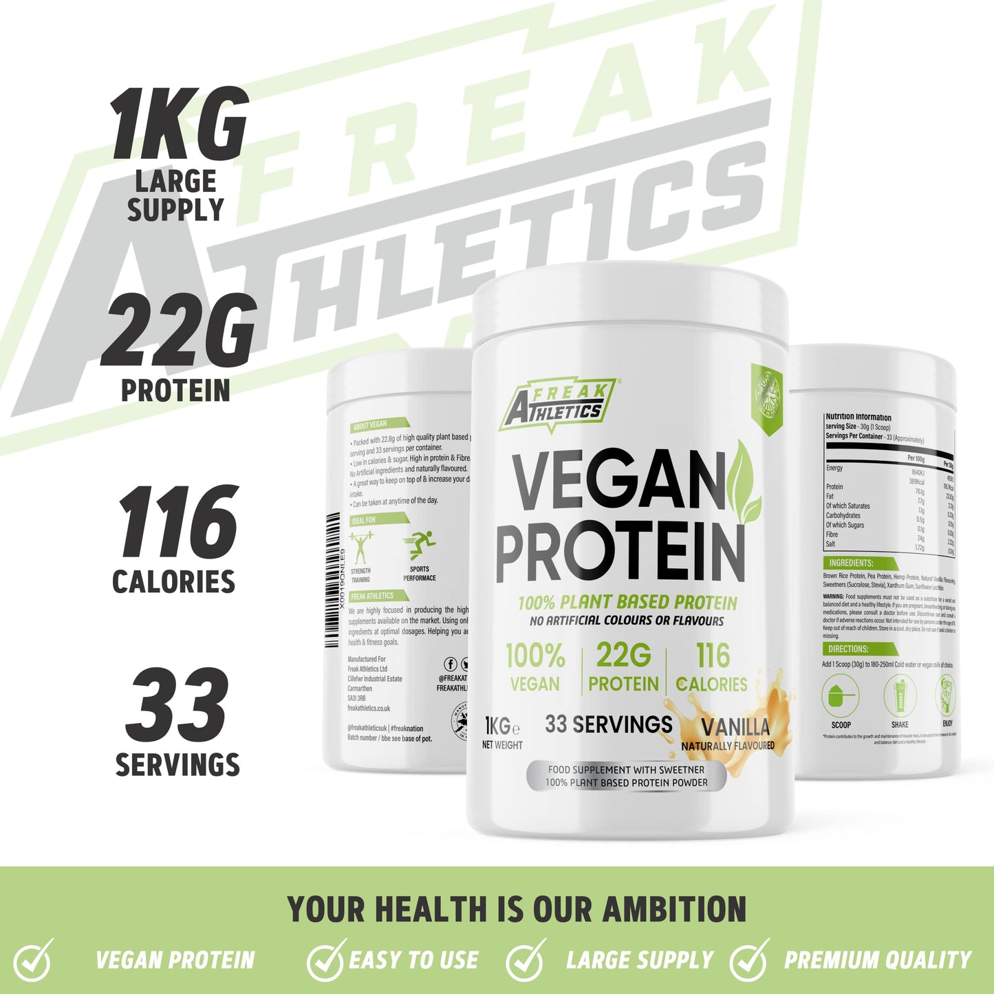 Vegan Protein Powders - Plant Based Vegan Protein Powder 1kg Soy Free Protein Powder Freak AthleticsBuy Supplements Australia