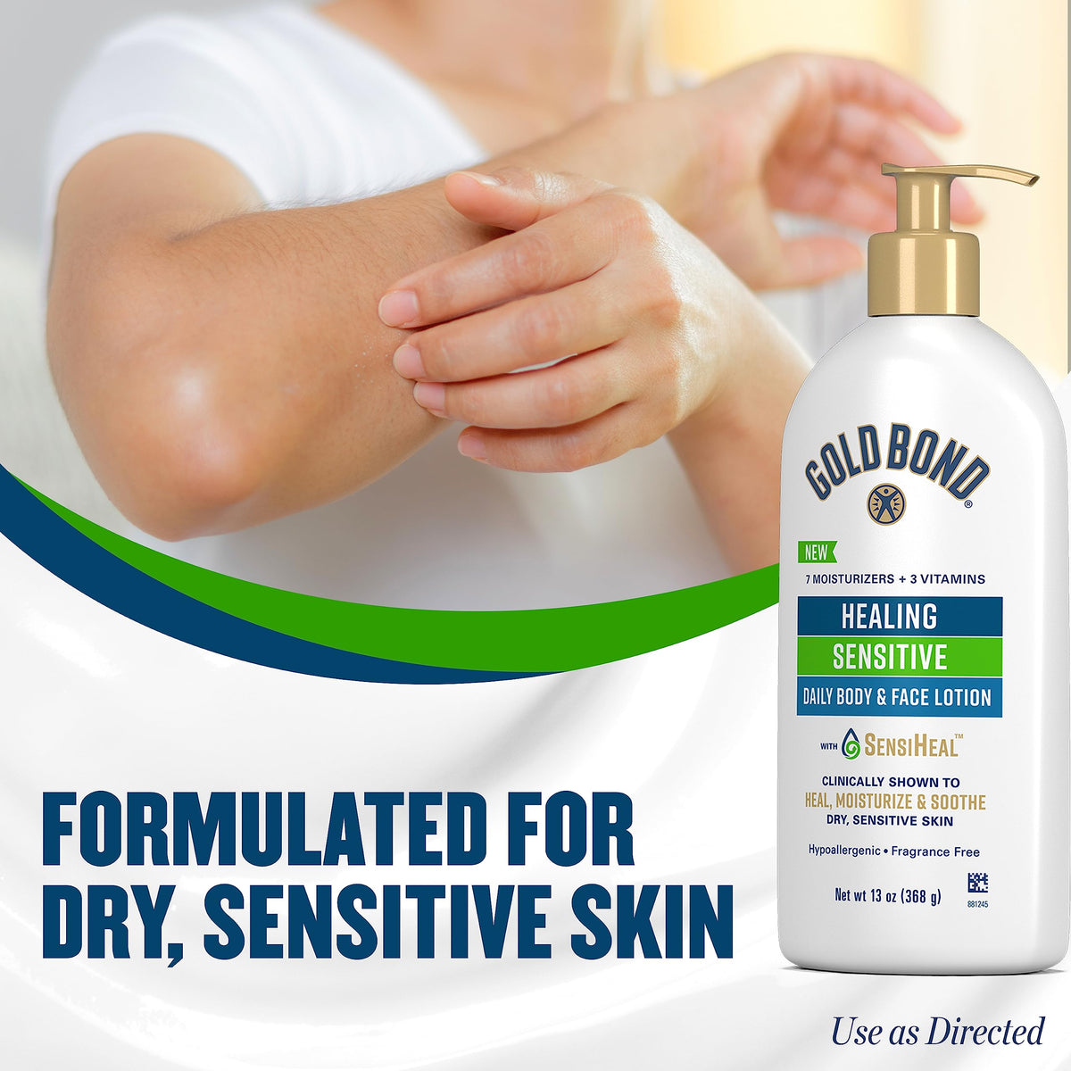 Gold Bond Healing Sensitive Daily Body & Face Lotion for Women & Men, 13 oz Gold Bond