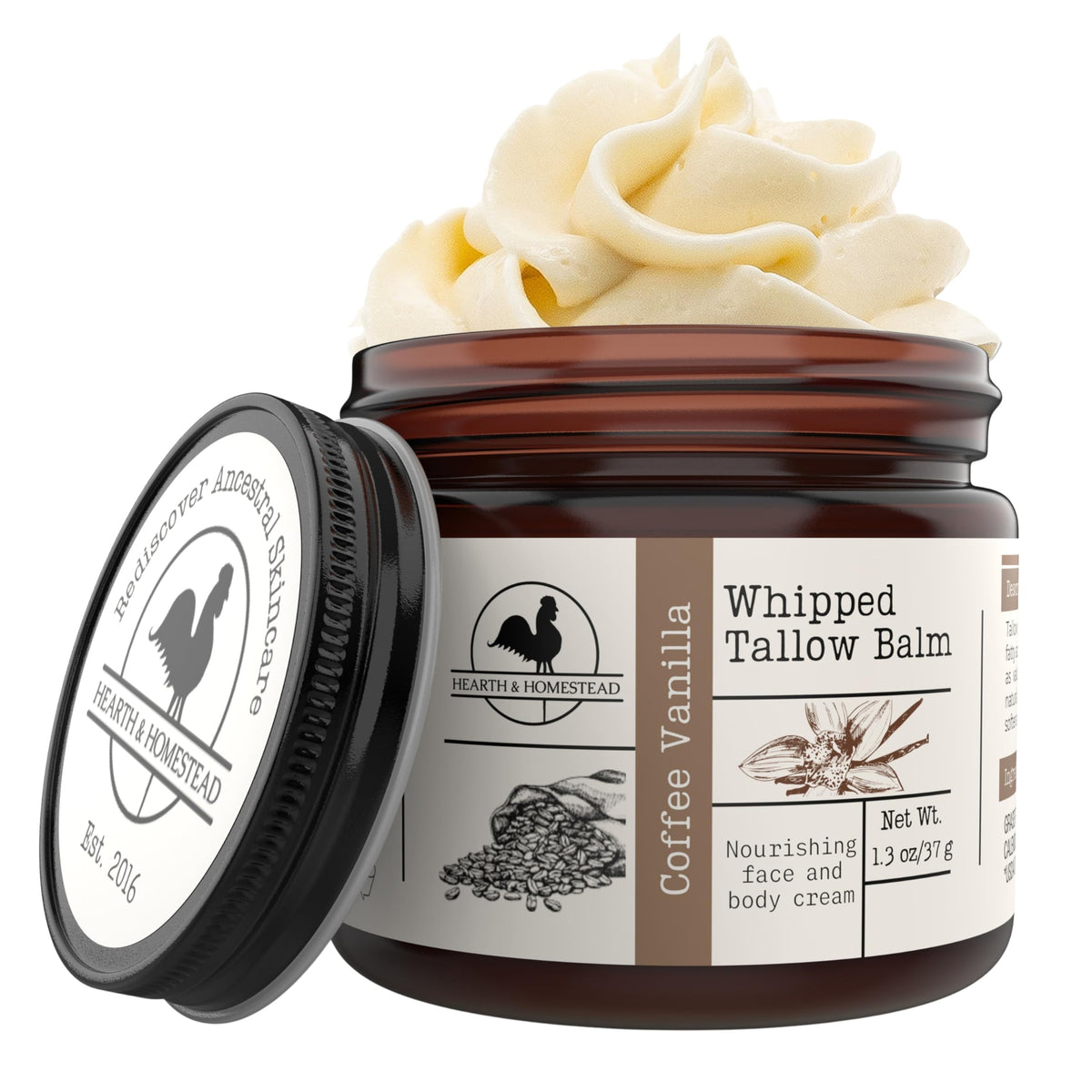 Hearth & Homestead Whipped Beef Tallow for Skin & Face Coffee Vanilla 1.3oz Hearth and Homestead