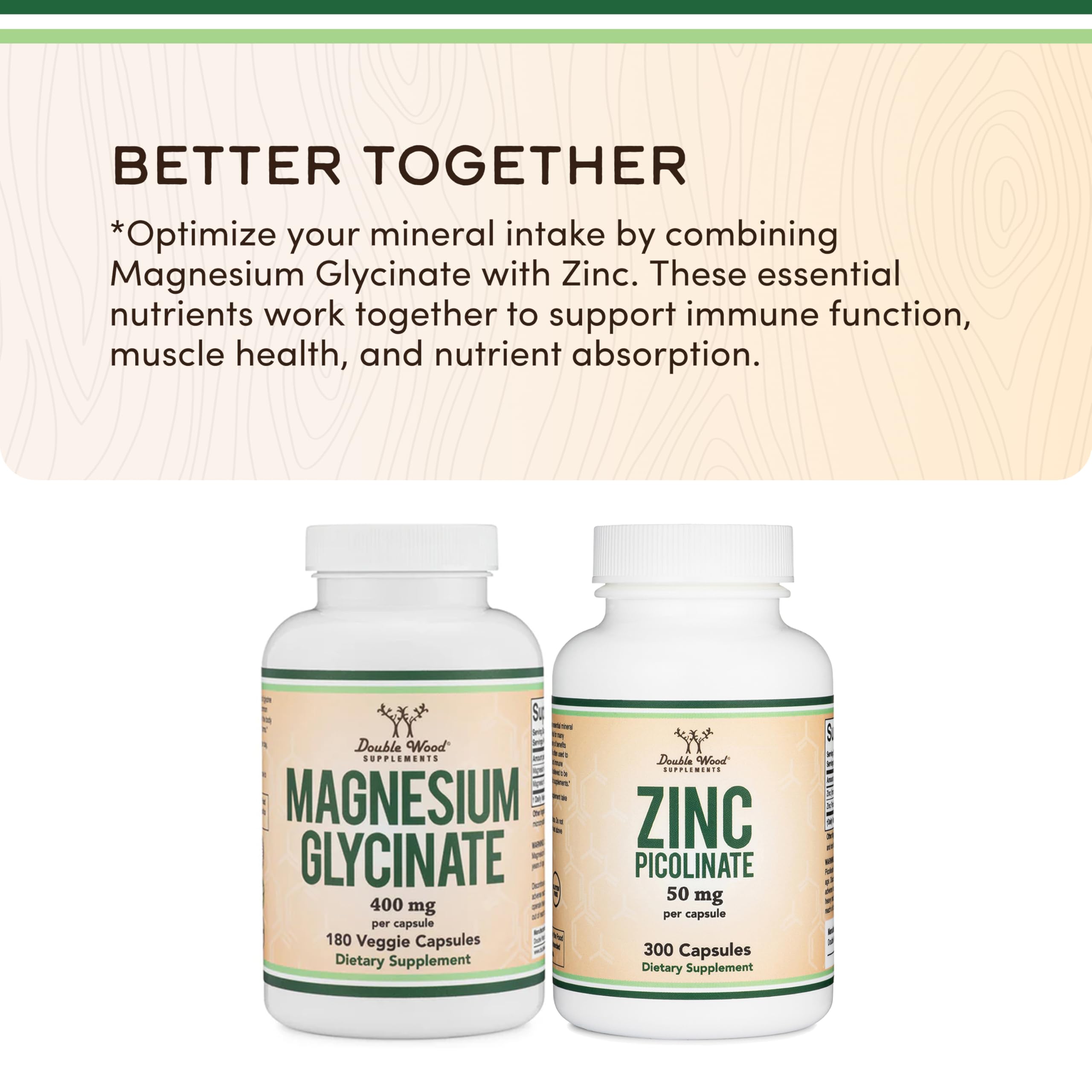 Magnesium Glycinate 400mg | 180 Capsules | Sleep, Muscle, & Heart Support | Vegan, Third Party Tested, Gluten Free, Non-GMO, by Double Wood Supplements Double Wood Supplements buy australia supplements