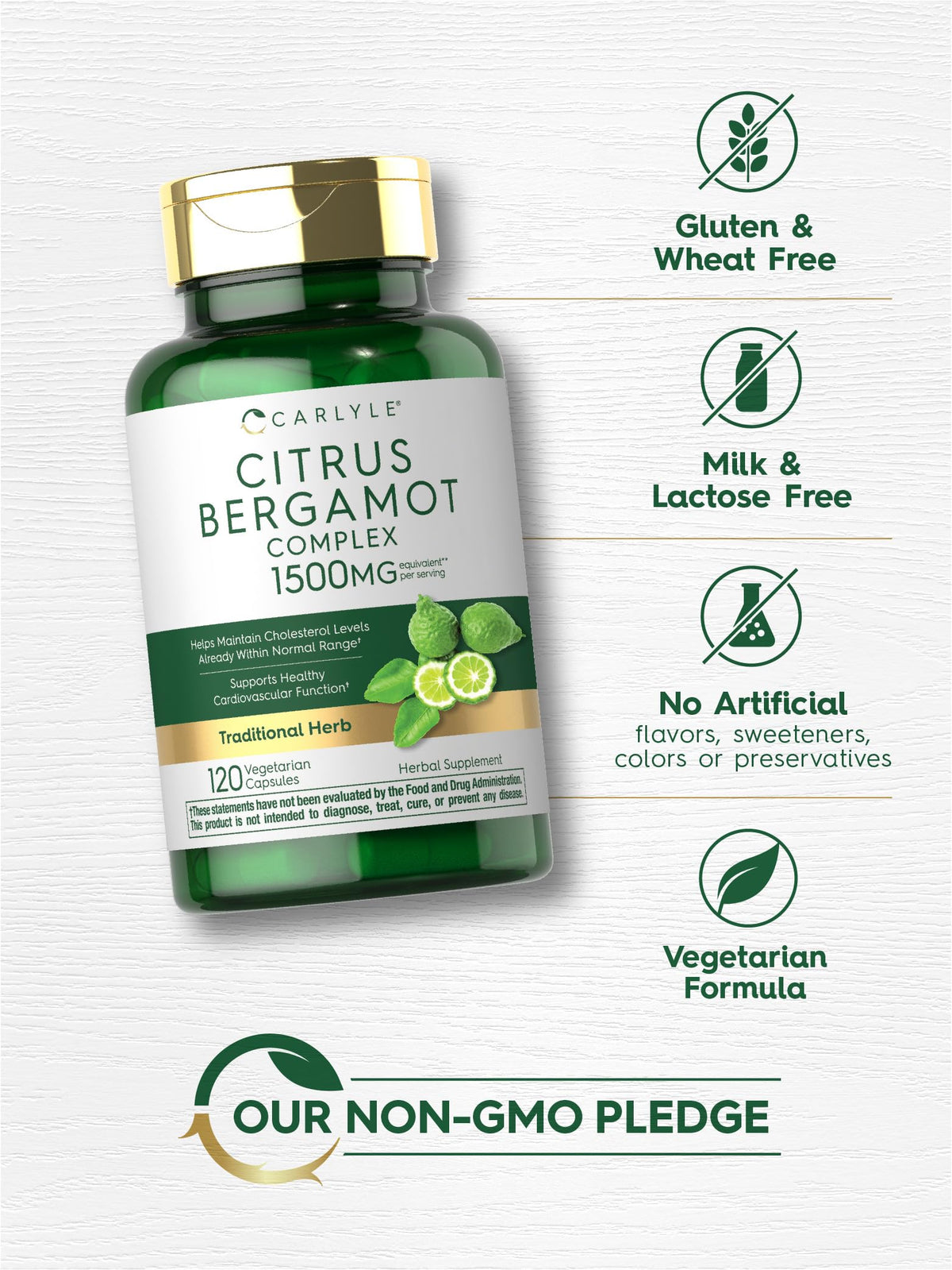 Carlyle Citrus Bergamot Supplement | Extract Complex | 120 Capsules | Non-GMO, Gluten Free Carlyle