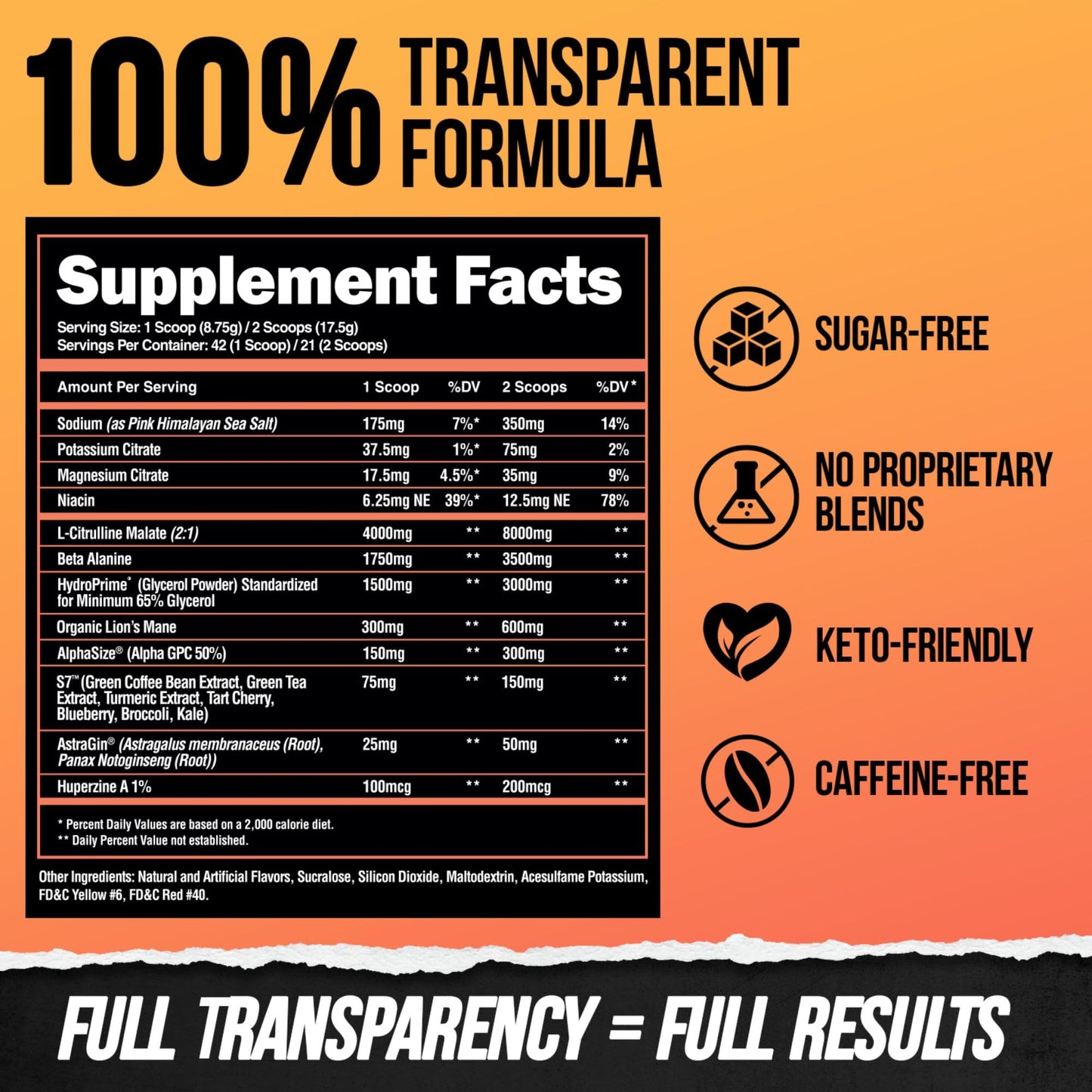 ALPHA LION Superhuman Pump Pre Workout Powder, Nootropic Caffeine & Stim Free Preworkout Supplement, Nitric Oxide Booster, Muscle Gainer, Energy & Focus (42 Servings, Mango Veiniac Flavor)