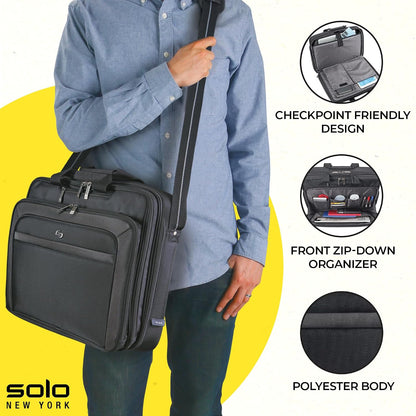 Solo New York Briefcase - Laptop Carrying Bag for Women & Men, Brief for Travel & Work, Front Zippered Pocket, Adjustable Shoulder Strap, Fits 17.3" Computer - Empire, Black Gsupps Australia