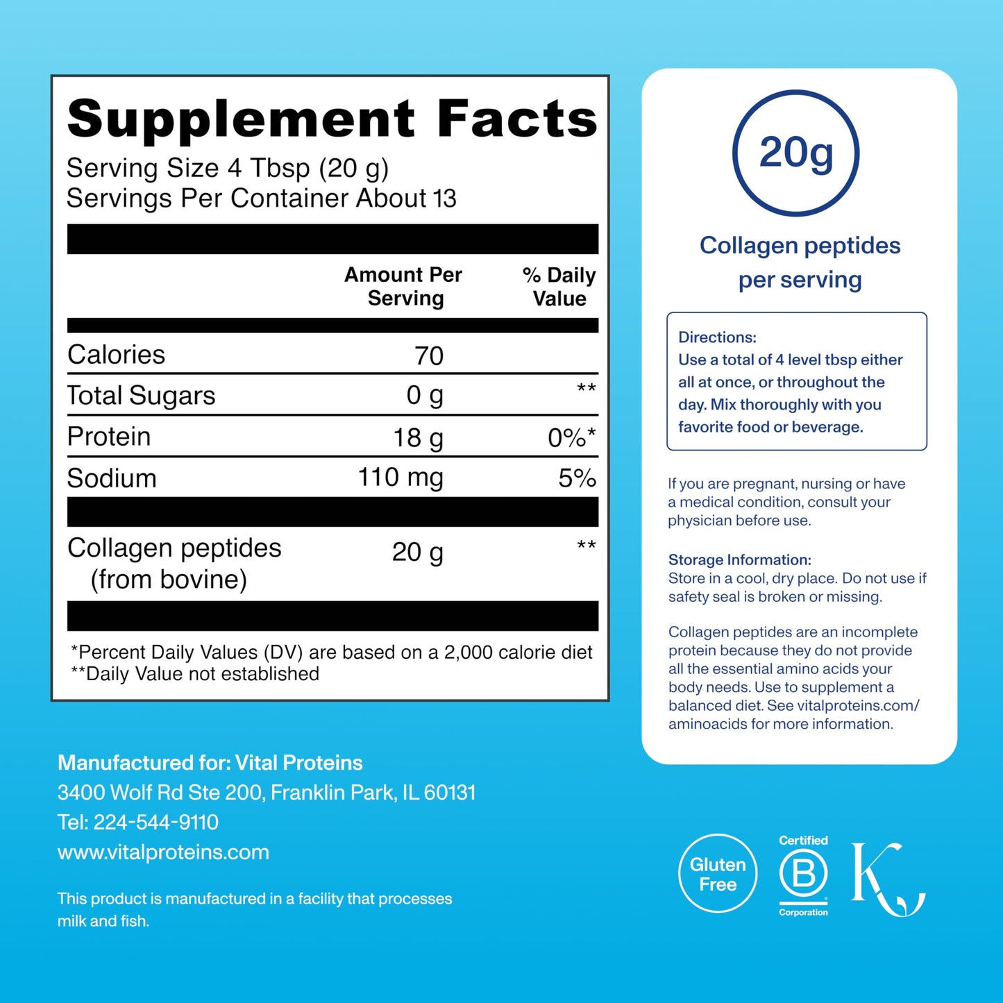 Vital Proteins Collagen Peptides Powder - Supports Hair, Nail, Skin, Bone & Joint Health, Unflavored, Collagen Protein 9.33 OZ Vital Proteins