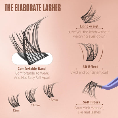 Medium Lash Clusters Short Wispy C Curl Eyelash Clusters 12-16MM Individual Eyelashes Natural Cluster Eyelash Extensions Natural Looking Cluster Lashes by Geeneiya (C Curl,12-14-16) Geeneiya